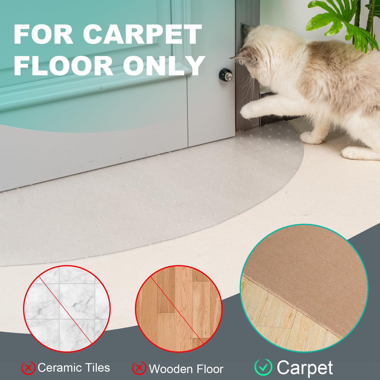 Uross Semi-Circular Carpet Protector For Pets 1Pcs, Plastic Cat Carpet Protector For Doorway, Cat Scratch Protector Mat, Cat Rip