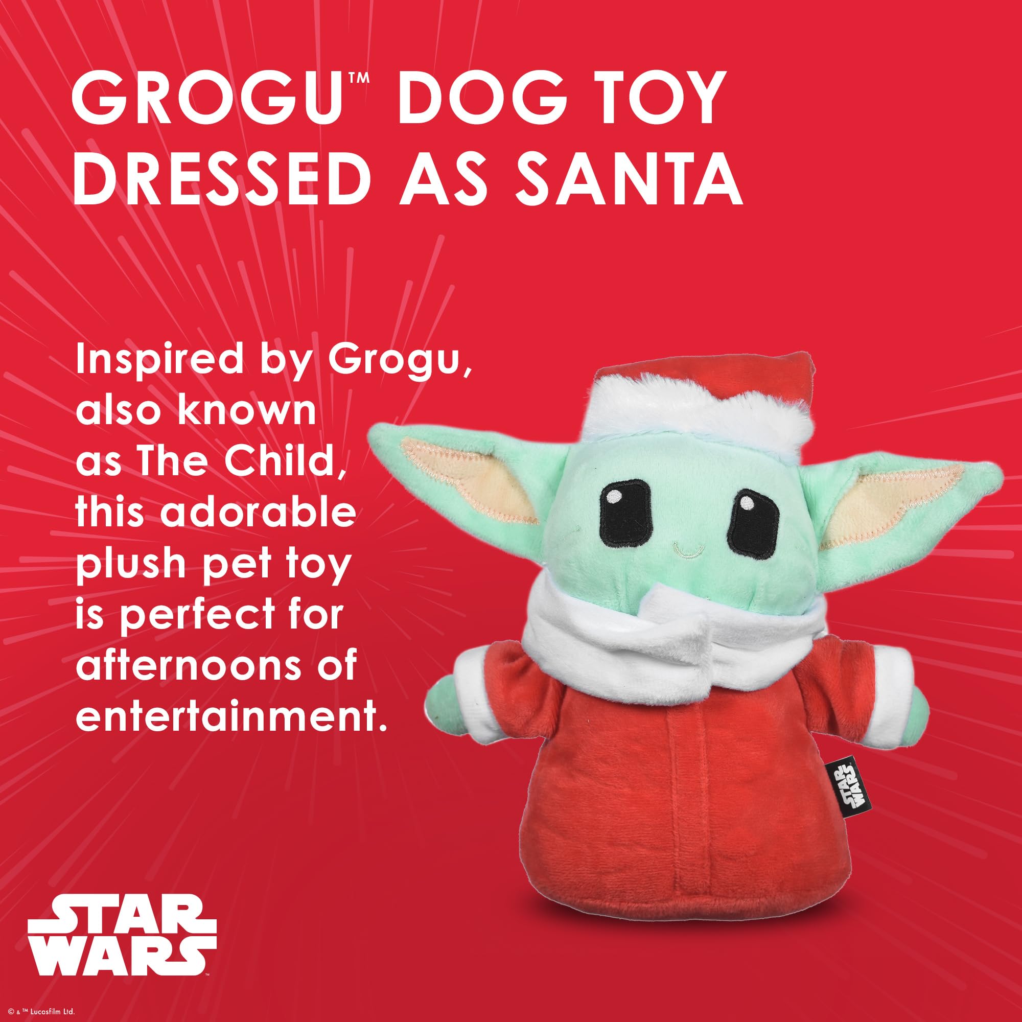 STAR WARS for Pets 9 The Child Santa Plush Figure Squeak Toy Holiday Pet Products, Grogu Squeaky Pet Toy | Dog Chew Toy, Grogu P