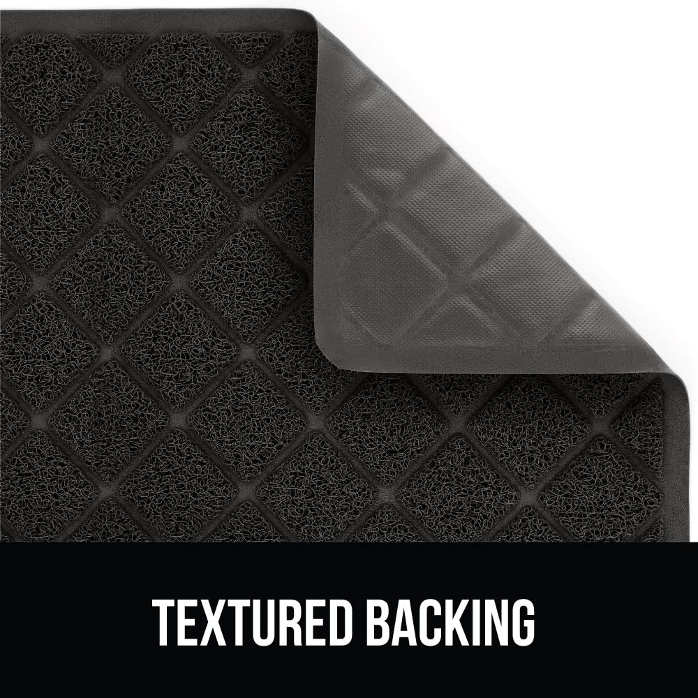 Gorilla Grip Thick Cat Litter Trapping Mat, 35X23, Less Waste, Traps Mess From Box For Cleaner Floors, Stays In Place For Cats, Soft On Kitty Paws, Easy Clean, Large Size, Durable Backing, Black