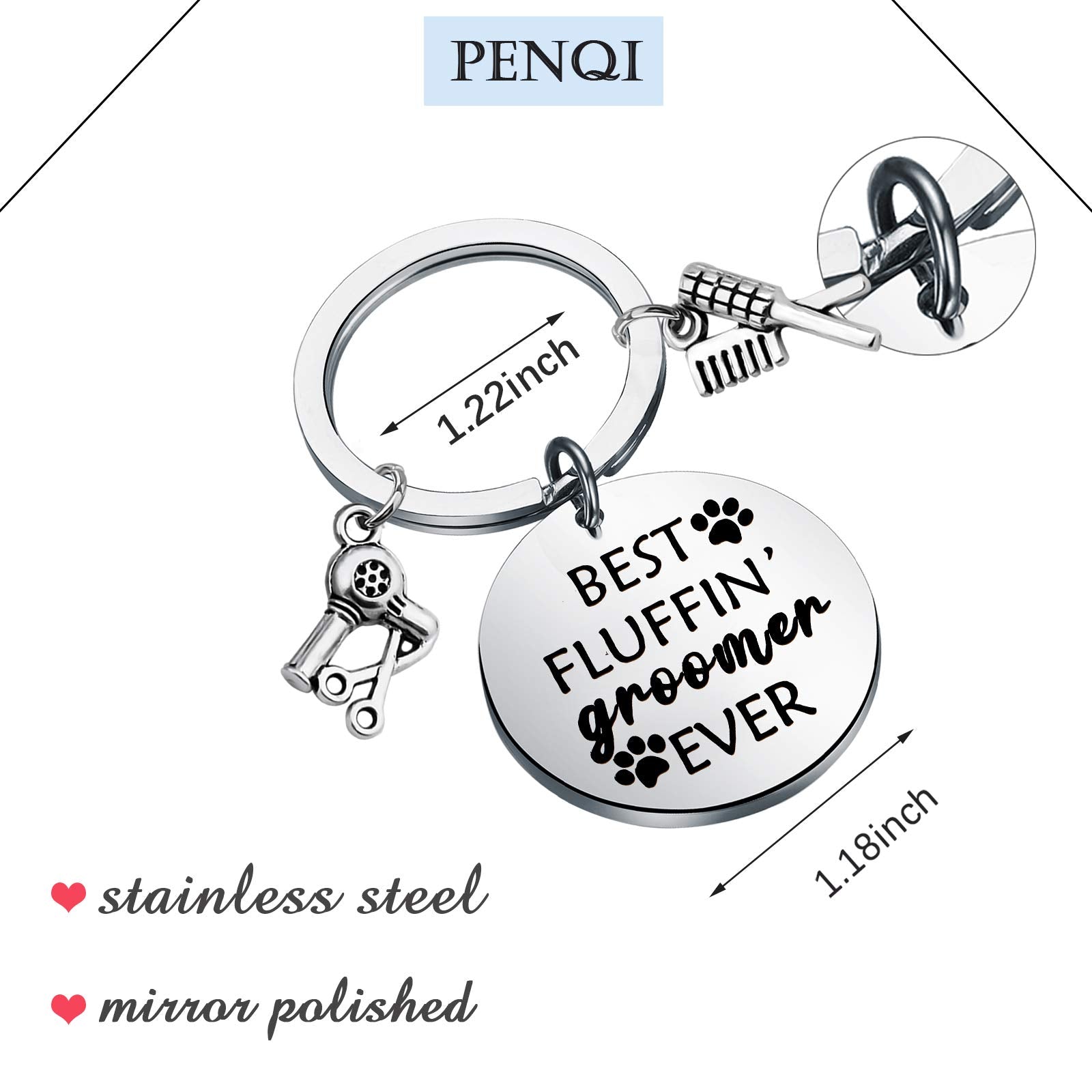 Penqi Dog Groomer Jewelry Dog Groomer Gift Dog Grooming Jewelry Pet Groomer Gift Best Fluffin' Groomer Ever Keychain (Best Fluffin' Groomer Ever Keychain)