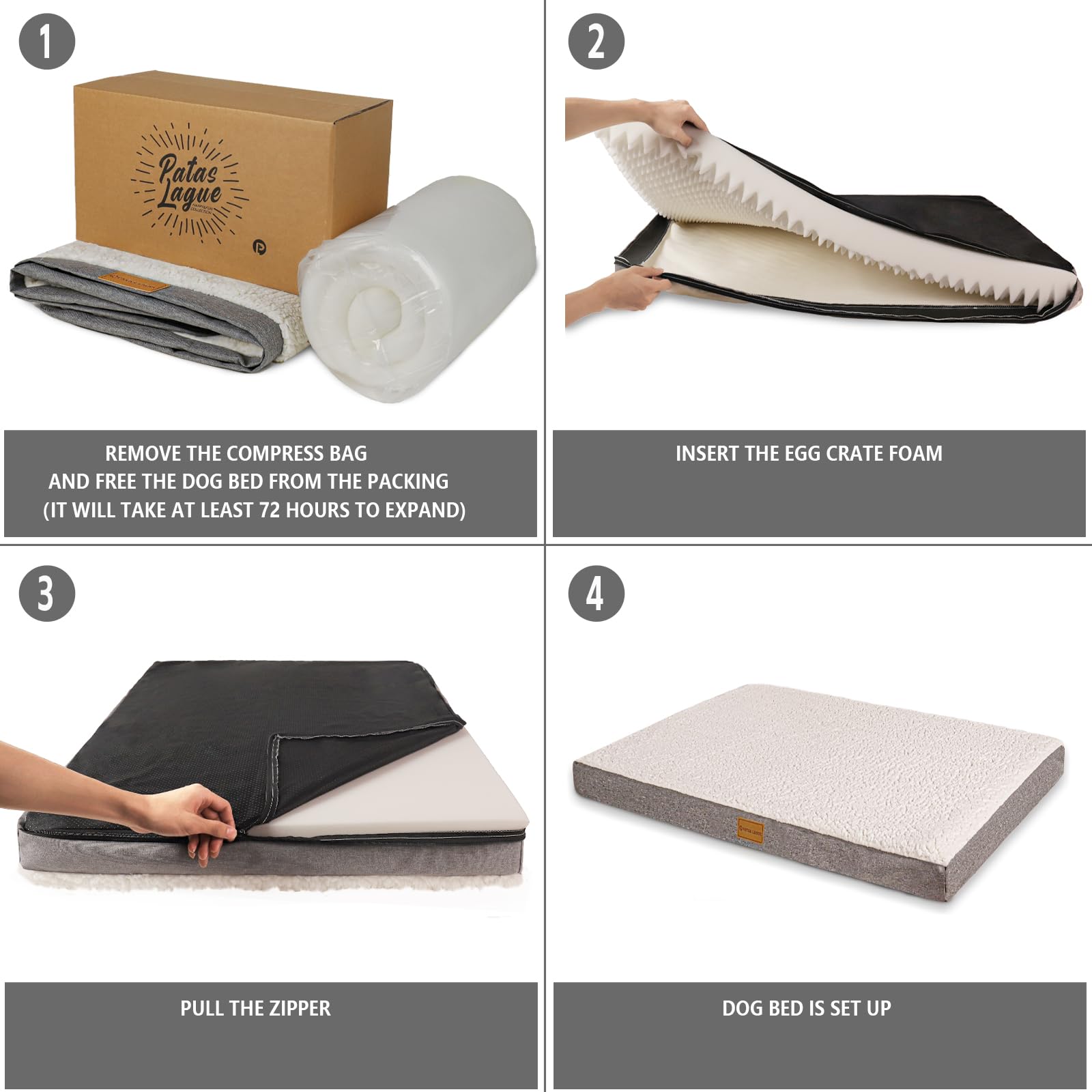 Patas Lague Orthopedic Dog Bed For Small Dogs, Soft Comfortable Waterproof Egg Crate Foam Small Pet Beds Mat With Removable Wash