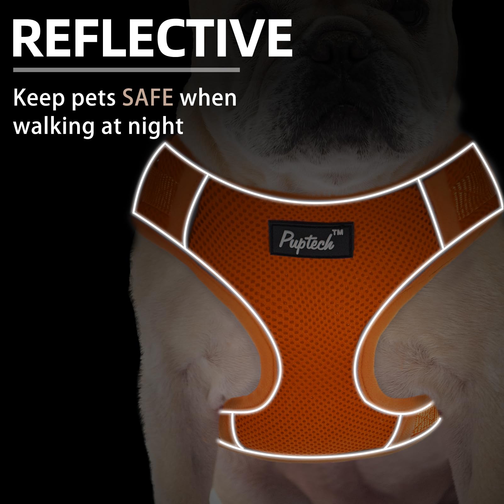 Pupteck Dog Harness And Leash Set For Small Medium Dogs No Pull, Soft Mesh Adjustable Puppy Cat Harness Reflective At Night, Ora