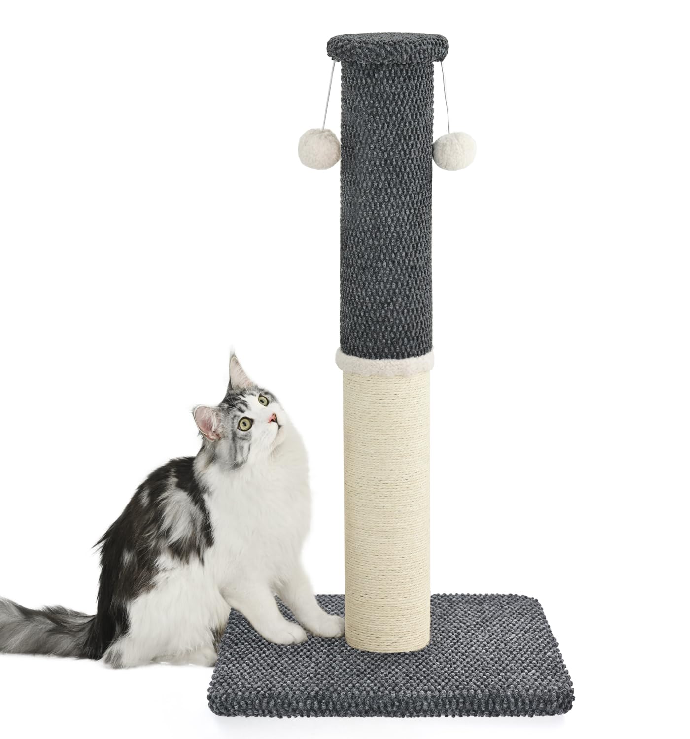 Made4Pets Cat Scratching Post 33', Tall Scratching Posts For Indoor Cats Adults Natural Sisal Rope Cat Scratcher With Replaceme