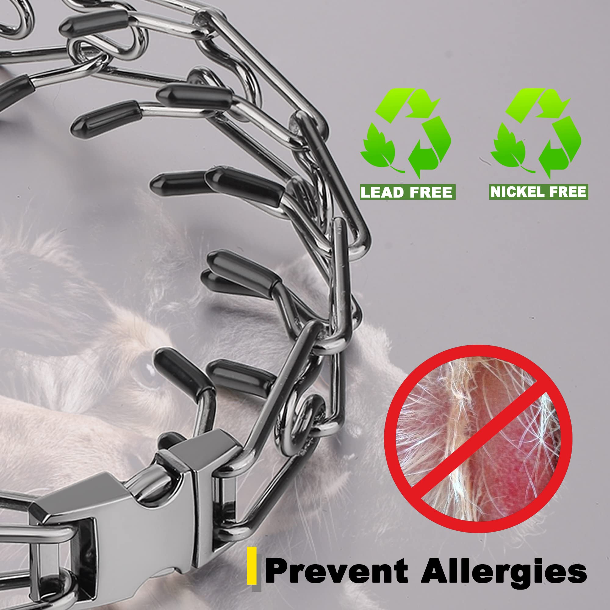 Insfas Dog Prong Traing Collar,Choke Pinch Collar For Dogs Quick Release Spike Collars No Pull Martingale Adjustable For Large M