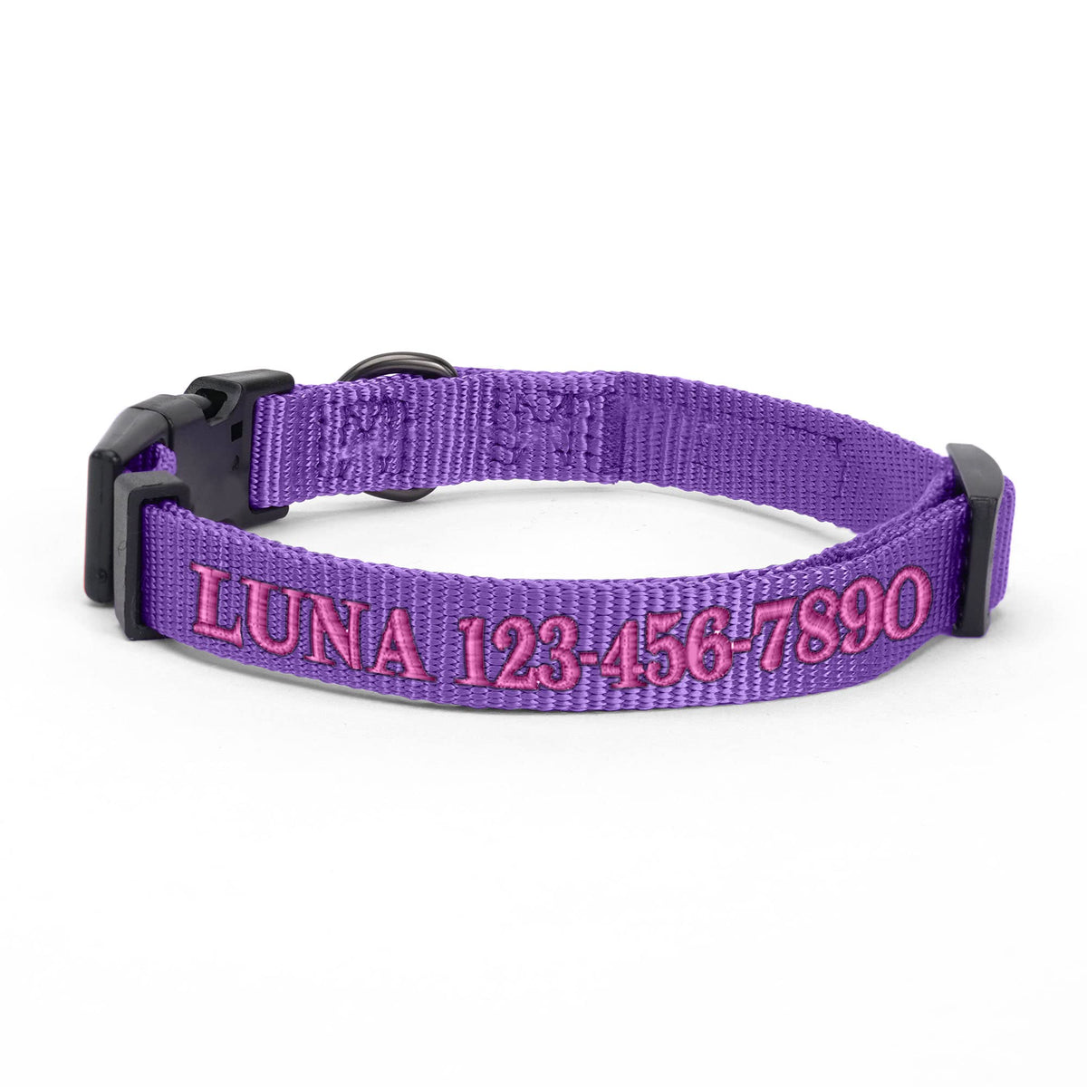 Pawtitas Personalized Customizable Dog Collar Puppy Collar Embroidered Customize W Pet Name & Phone Number Collars L Size Large Purple Custom Engraved Names