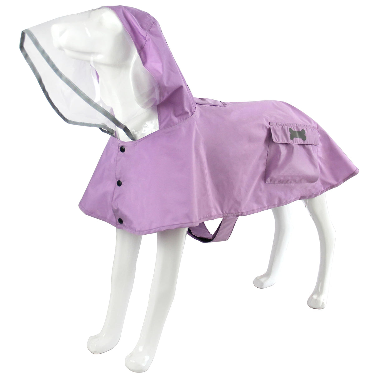 Waterproof Dog Raincoat, Adjustable Reflective Lightweight Pet Rain Clothes With Poncho Hood(Large, Light Purple)