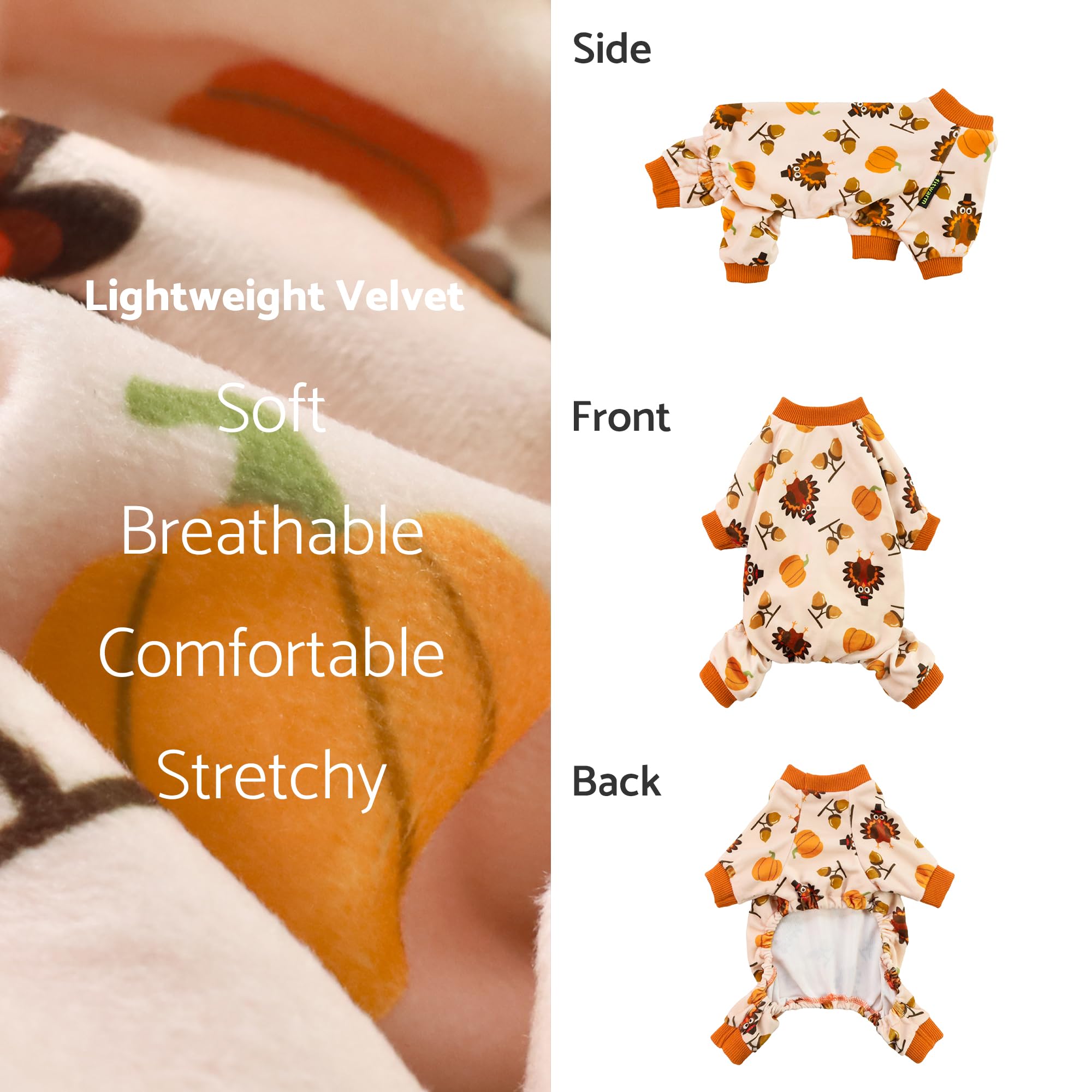 Fitwarm Thanksgiving Turkey Dog Pajamas, Funny Dog Winter Clothes For Small Dogs Girl Boy, Pet Jumpsuit, Cat Onesie With Feet, L