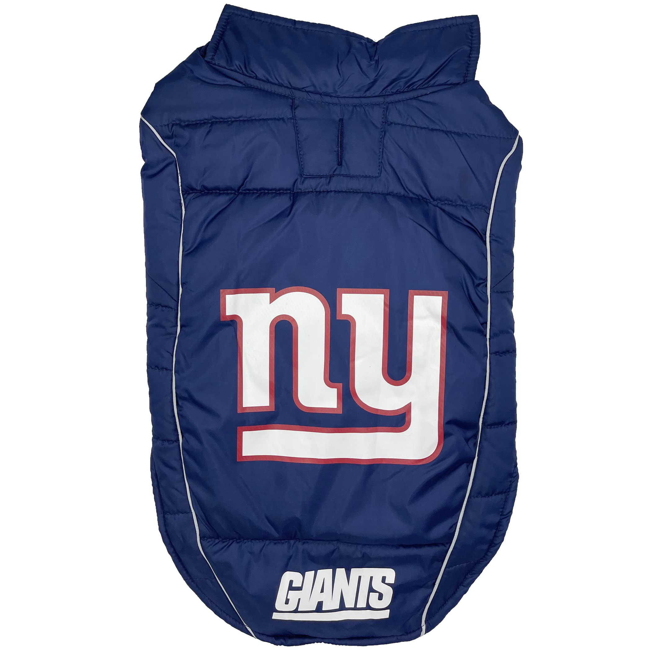Nfl New York Giants Puffer Vest For Dogs & Cats, Size Large. Warm, Cozy, And Waterproof Dog Coat, For Small And Large Dogs/Cats.