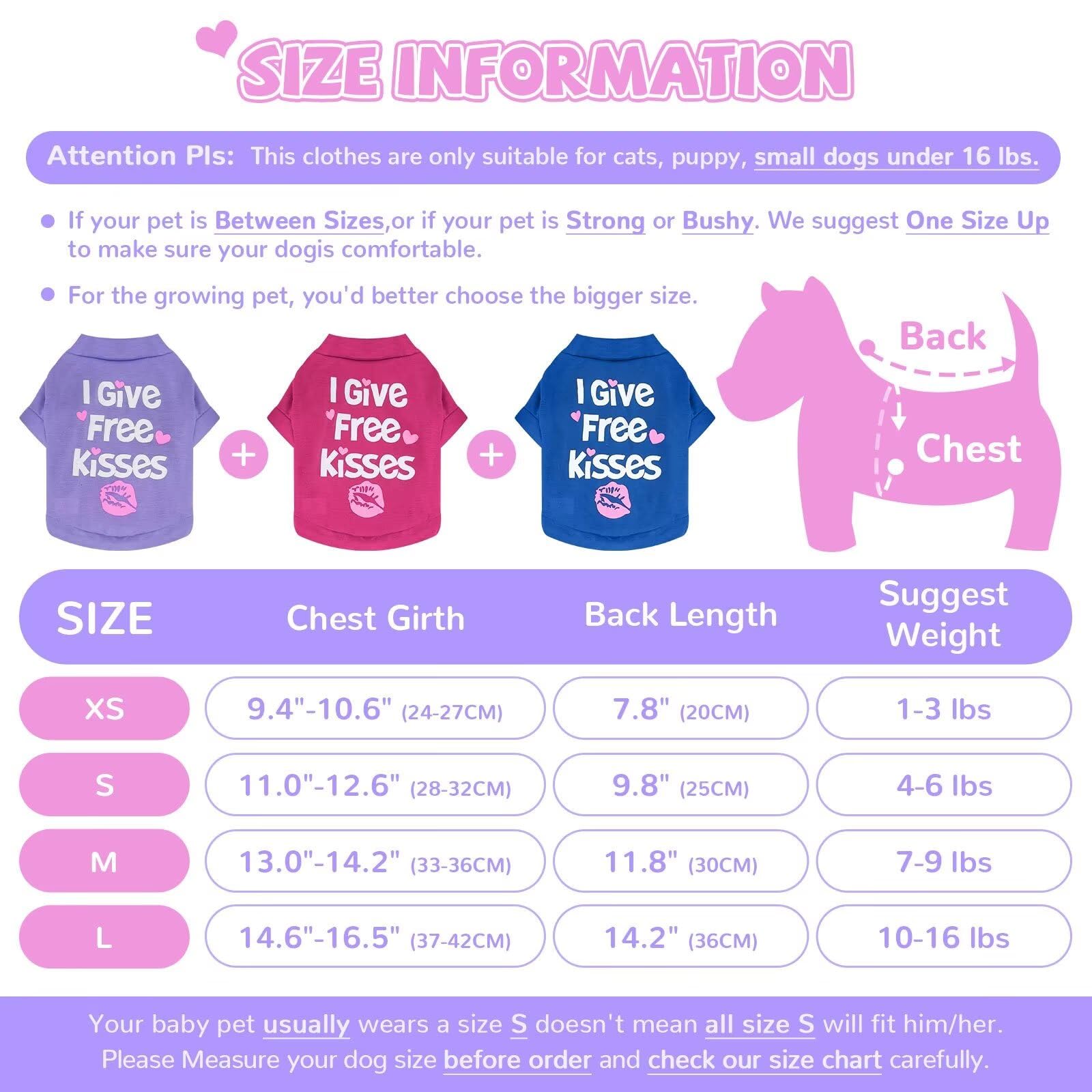 Petcare 3 Pack Small Dog Shirts Girl Puppy Clothes Cat T Shirt Soft Cotton Short Sleeve Tee Shirts For Small Dogs Girls Chihuahu