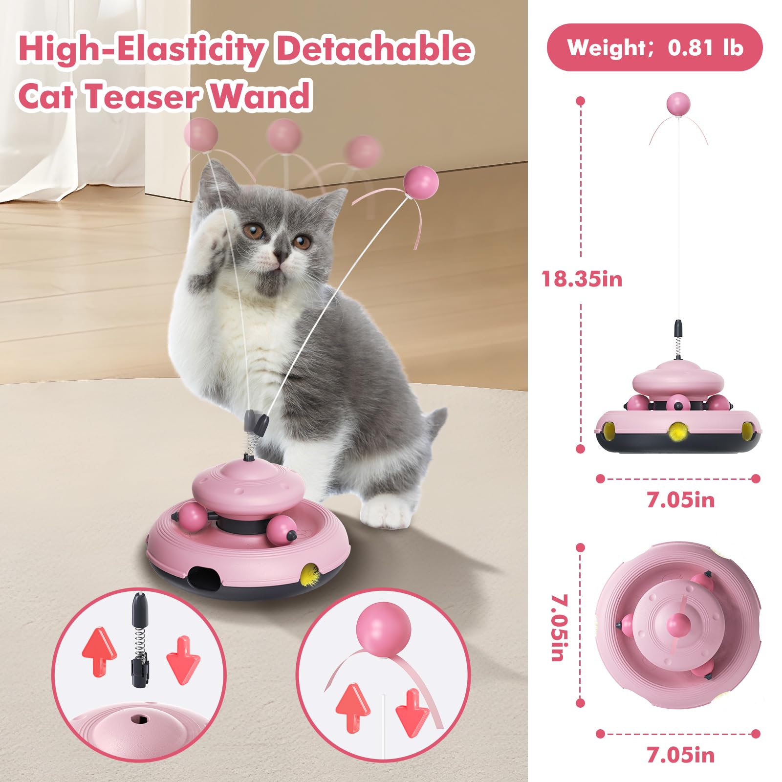Judongju 3-In-1 Interactive Cat Toy For Indoor Cats - Exciting Teaser Wand, Ball Track, And Whack-A-Mole Game - No Batteries Nee