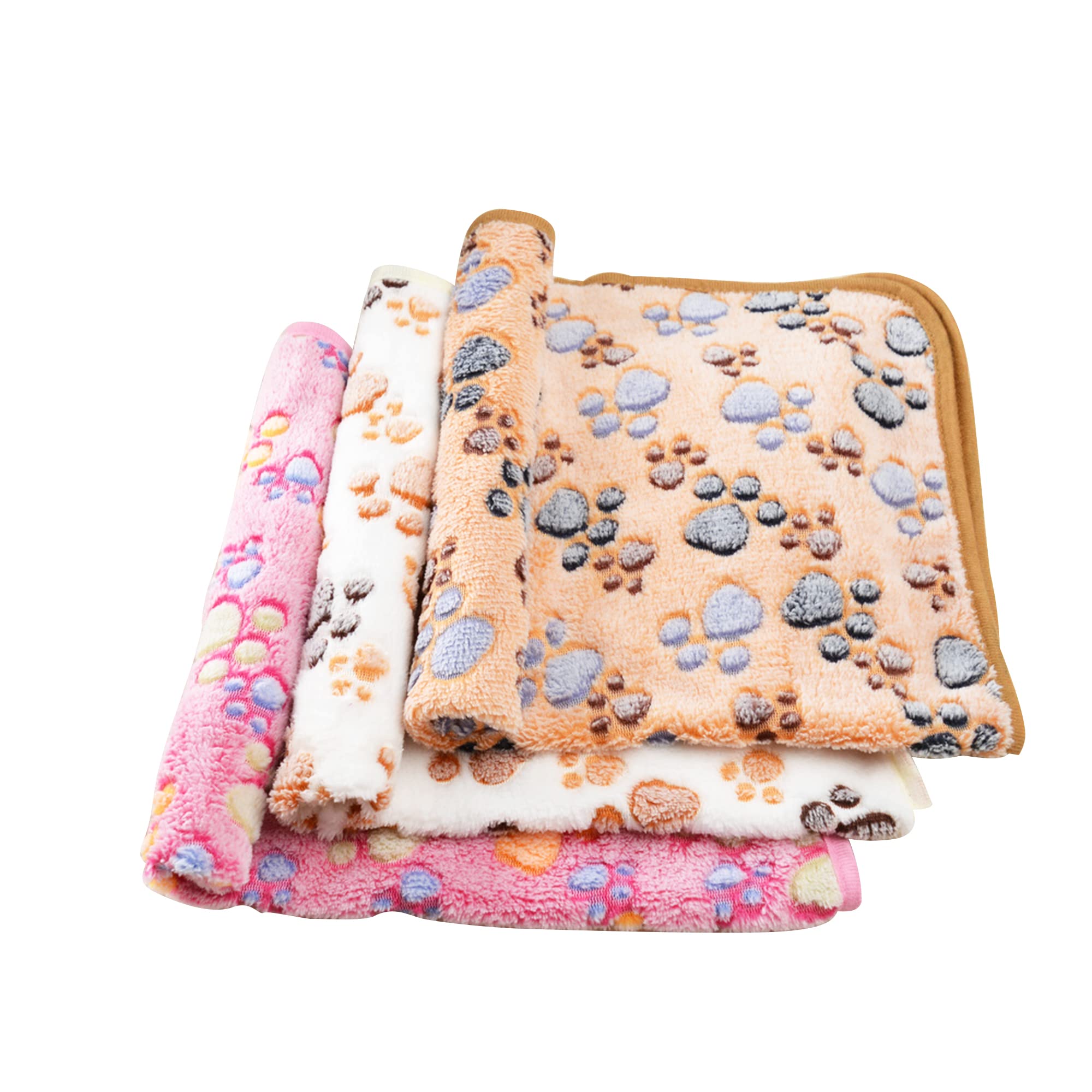 Doovid Pet Blanket Soft Fluffy Fleece Pet Mat Doggy Flannel Blanket Dog Cat Cute Paw Print Pet Blankets Brown Paw Medium(30''*20'')