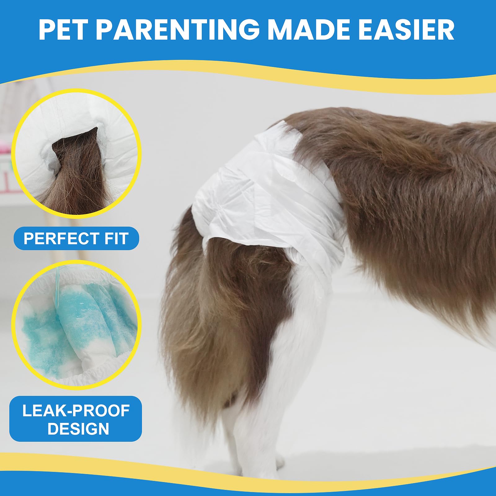 Immcute Female Dog Diapers 30 Count, X-Large, Super Absorbent Disposable Dog Diapers Female With Flash Dry & Leakproof, Doggie D