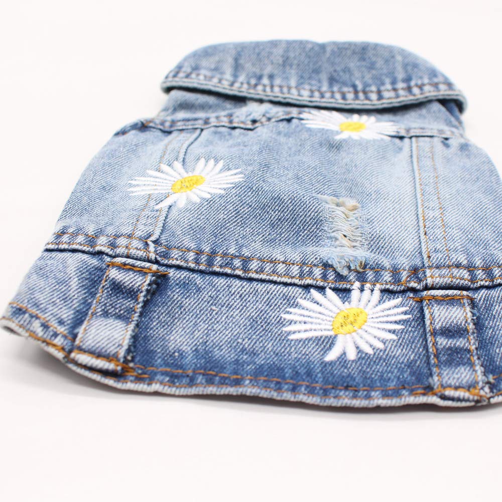 Pet Clothes Denim Dog Costume Summer Cowboy Vest Daisy Shirt Jeans Jacket Puppy Clothing For Chihuahua Yorkies Xxl