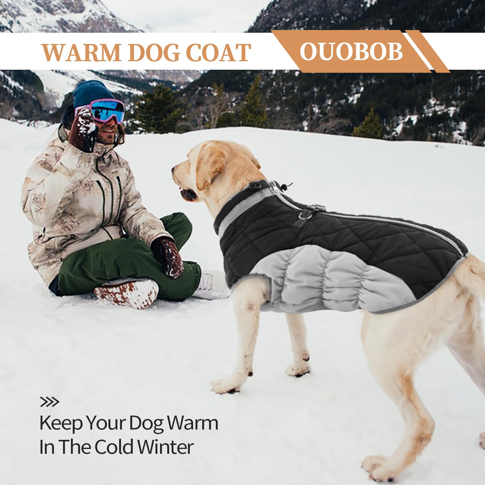 Ouobob Dog Winter Jacket Cozy Reflective Waterproof Windproof Warm Pet Garment,Comfortable Cold Weather Fleece Apparel Outfits With Zipper Closure For Small Medium Large Dogs Puppy Walking,X-Small