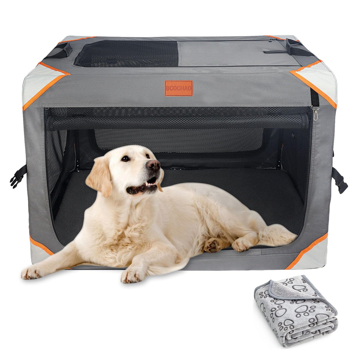 Bcochao Collapsible Dog Crate-Portable Dog Travel Crate For Medium/Large Dogs,4-Door 36 In Dog Crates,Sturdy And Durable,Breatha