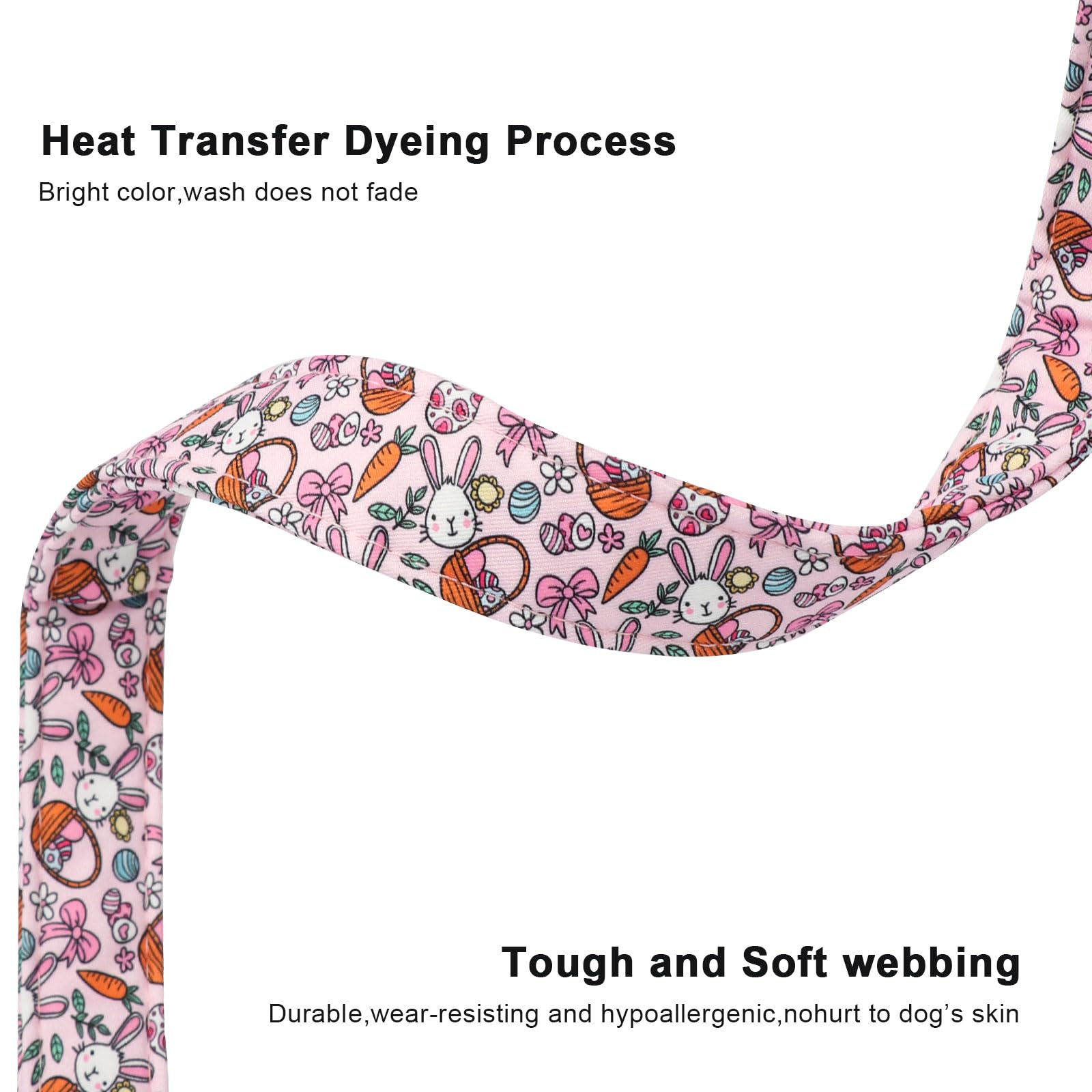 Lionet Paws Easter Dog Collar - Cute Pink Rabbit Eggs Dog Collars With Plastic Buckle, Light Adjustable Dog Small Collars With R