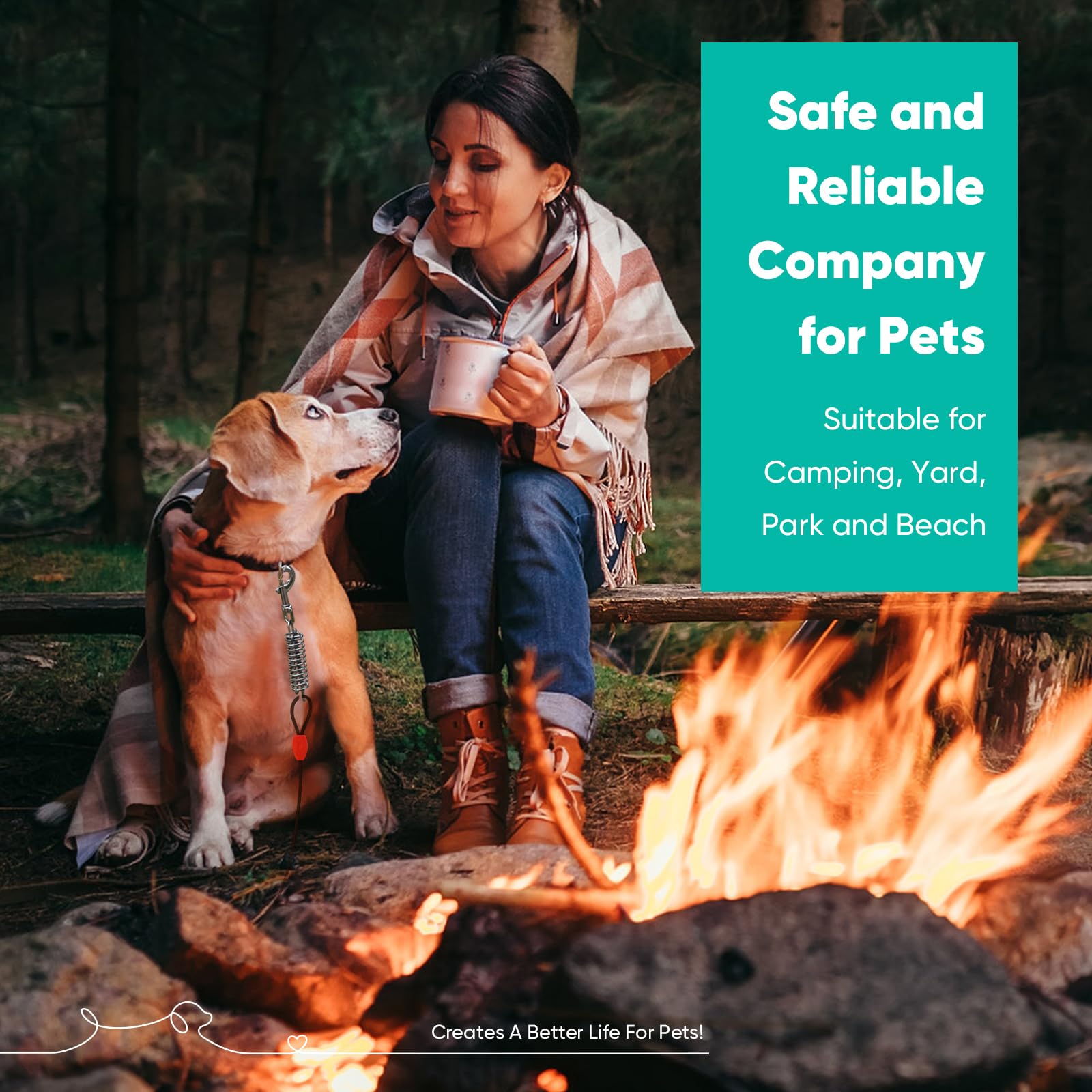 Petbobi Dog Tie-Out Cable 30Ft - Outdoor Leash 4Mm Metal Cable With Shock Absorbing Spring 360 Swivel Clips, Chain For Dogs Yard