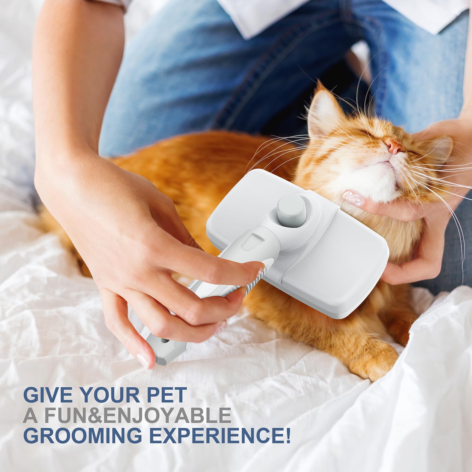 Crala Self-Cleaning Slicker Brush For Dogs & Cats, Grooming Combs For Short & Long-Haired Dogs, Cats, Rabbits & More - Gently Removes Loose Undercoat, Mats And Tangled Hair