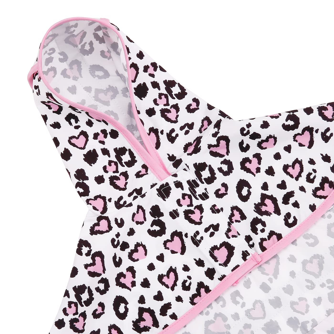 Hde Dog Raincoat Hooded Slicker Poncho For Small To X-Large Dogs And Puppies Leopard Hearts - S