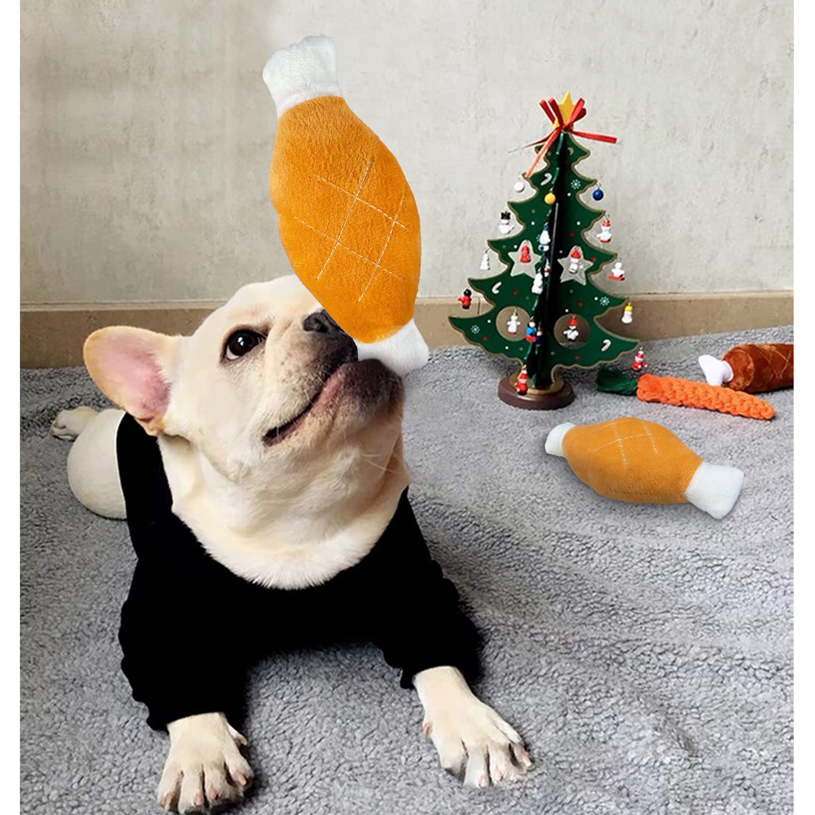 Andiker 2Pcs Dog Squeaky Toy, Dog Chicken Legs Bone Pet Funny Squeaky Toy Dog Plush Toy For Small Medium Large Dogs And Cats (2Pcs)