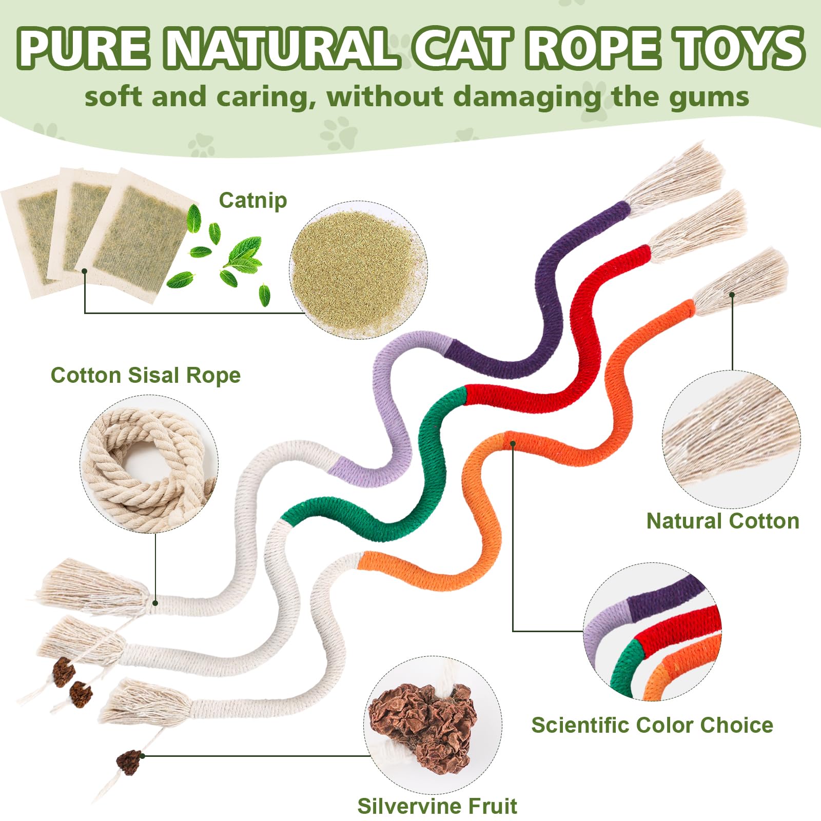 Wousedo 27 Pack Catnip Chew Toys For Cats,Cotton Sisal Rope Toys,Cat Natural Silvervine Sticks,For Cat Teeth Cleaning And Dental