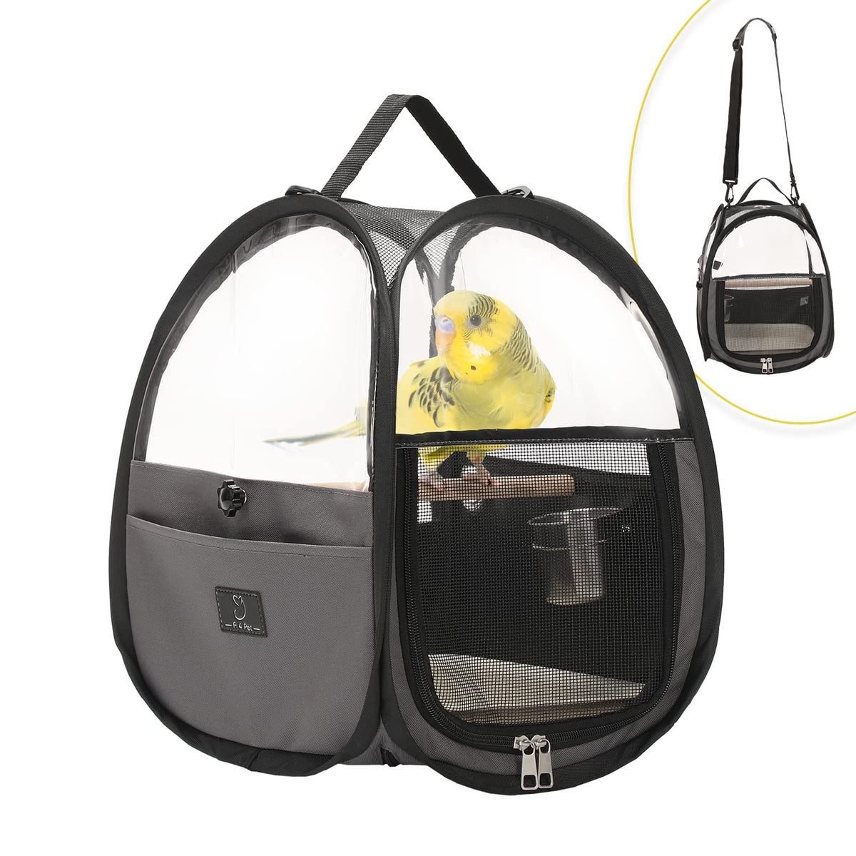 A4Pet Bird Carrier For Travel - Small Bird Travel Cage, Bird Bag With Stand, Tray And Feeding Cup, Portable And Lightweight For Small Animal Carrier