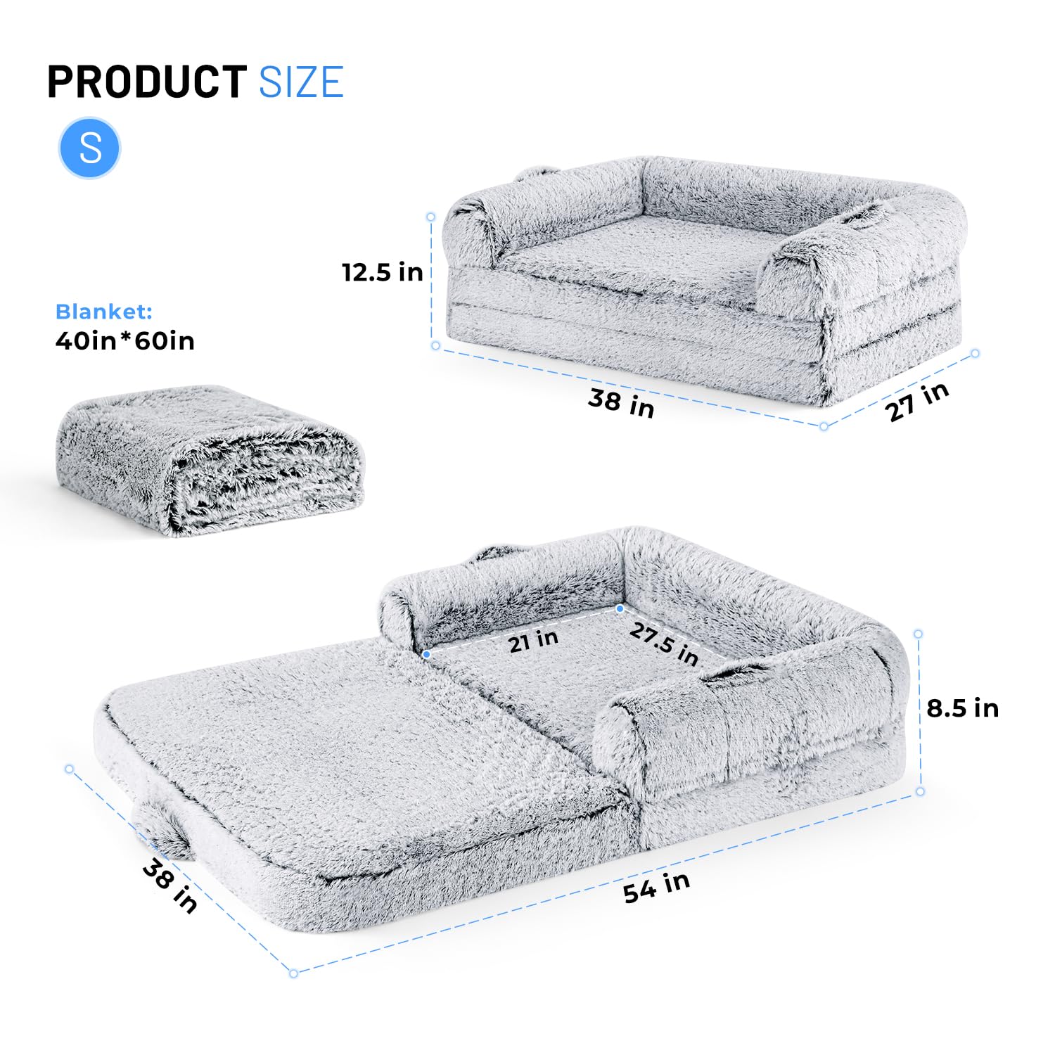 Zomisia Human Dog Bed For Kids, 2 In 1 Foldable Xl Bed For People Fits Pet Families, Orthopedic Calming Memory Foam Dog Sofa, Fa