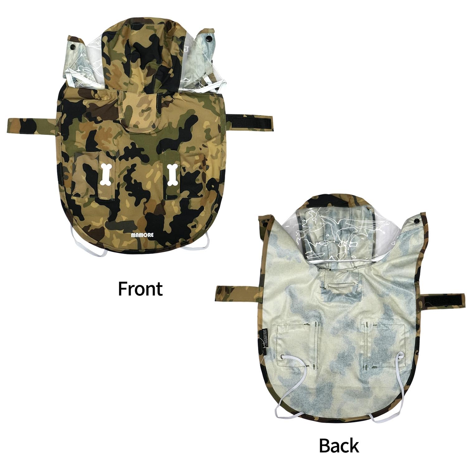 Waterproof Dog Raincoat, Adjustable Reflective Lightweight Pet Rain Clothes With Poncho Hood(Small,Camo)