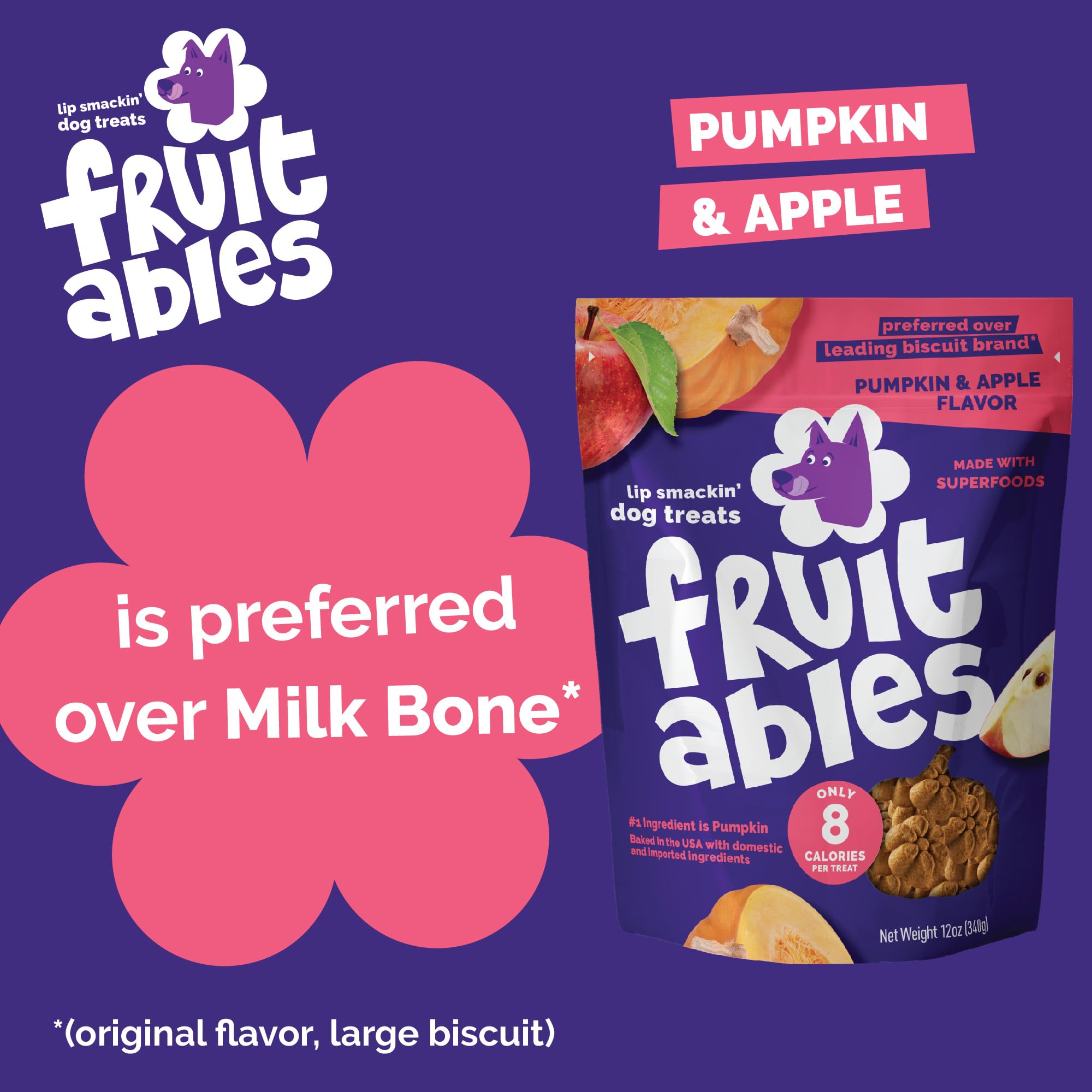 Fruitables Baked Pumpkin Dog Treats - Healthy Low-Calorie, Wheat-Free, Corn-Free, Soy-Free - Sweet Potato Training Treats for Do