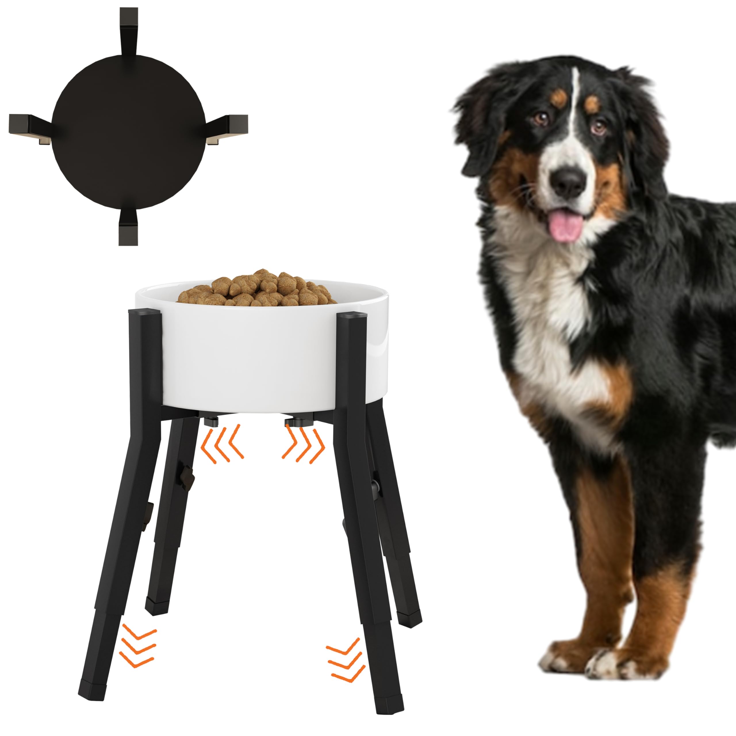 Piskyet Raised Dog Bowl Stand for Large Dogs Adjustable Elevated Dog Bowl Fits 6-10'' Bowls, Height Adjustable to 7.5-15'' Tall,