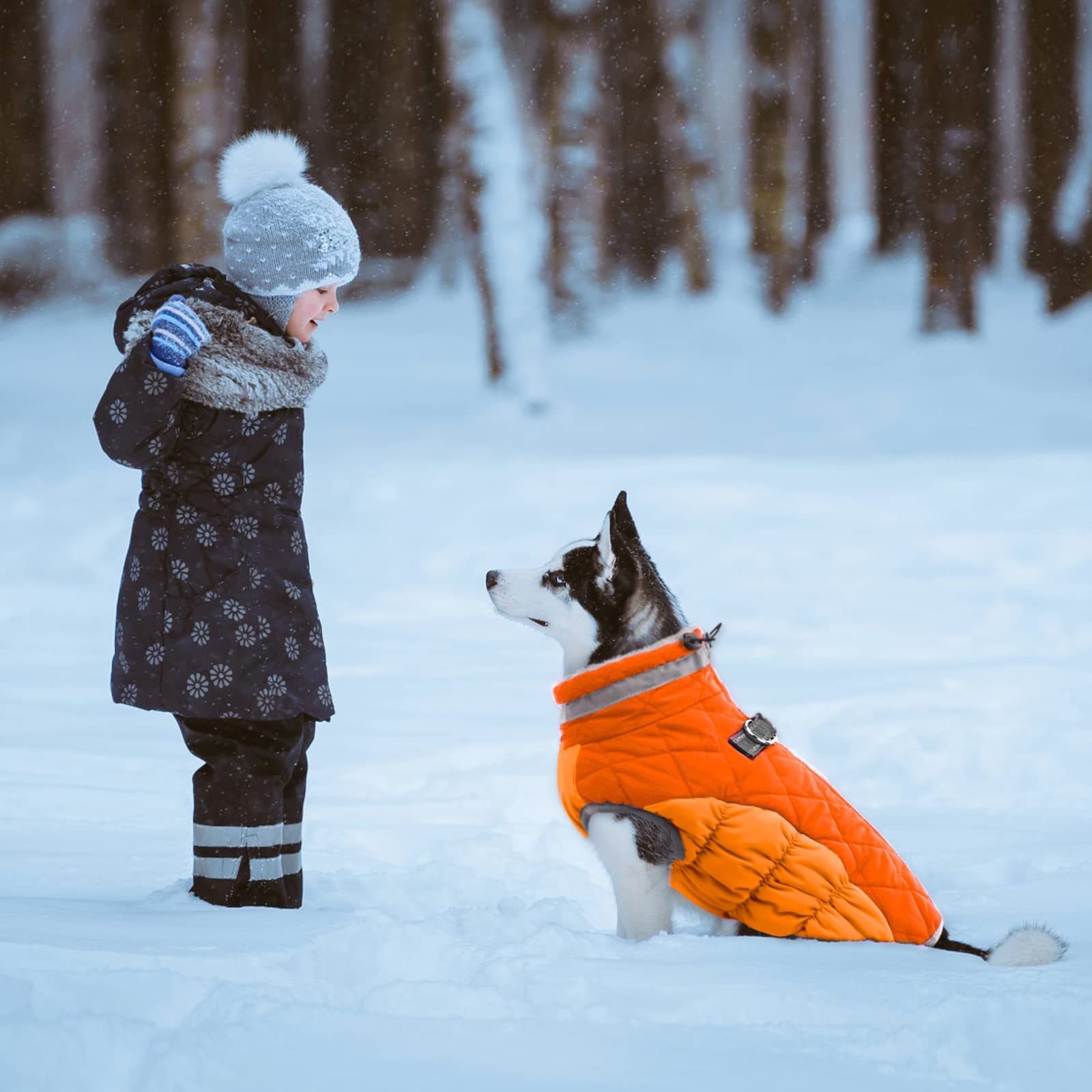 Lelepet Warm Dog Coat - Windproof Reflective Turtleneck Fleece Jacket With Harness For Small To Large Dogs