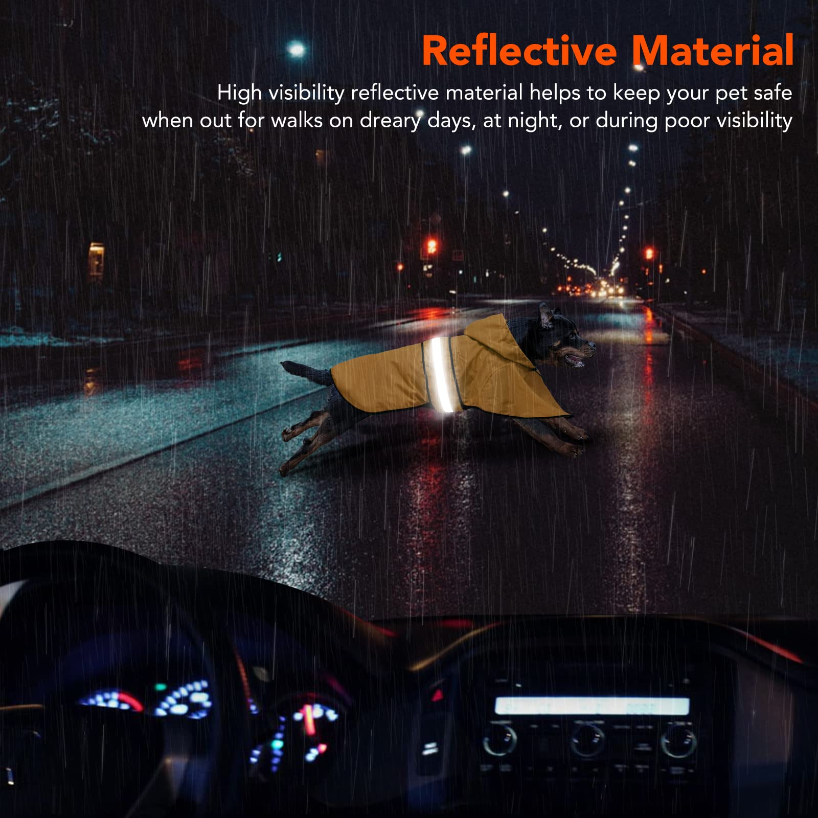 Domagiker Raincoat For Dogs - Waterproof Reflective Rain Coat Slicker Poncho, Lightweight Safety Dog Raincoat Jacket For Small,