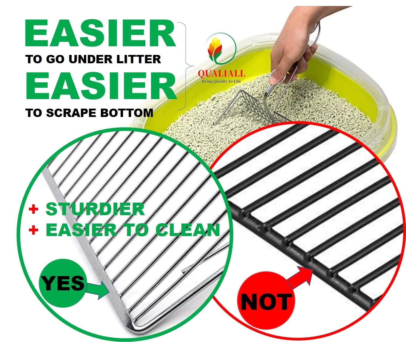 Qualiall All Metal Litter Scoop, Solid Metal Sifter, Cat Litter Scoop Metal Jumbo, Cat Urine Scoop, Litter Scooper With Holder, Litter Scooper Holder, Jumbo Cat Litter Scoop Sifter Scooper Holder