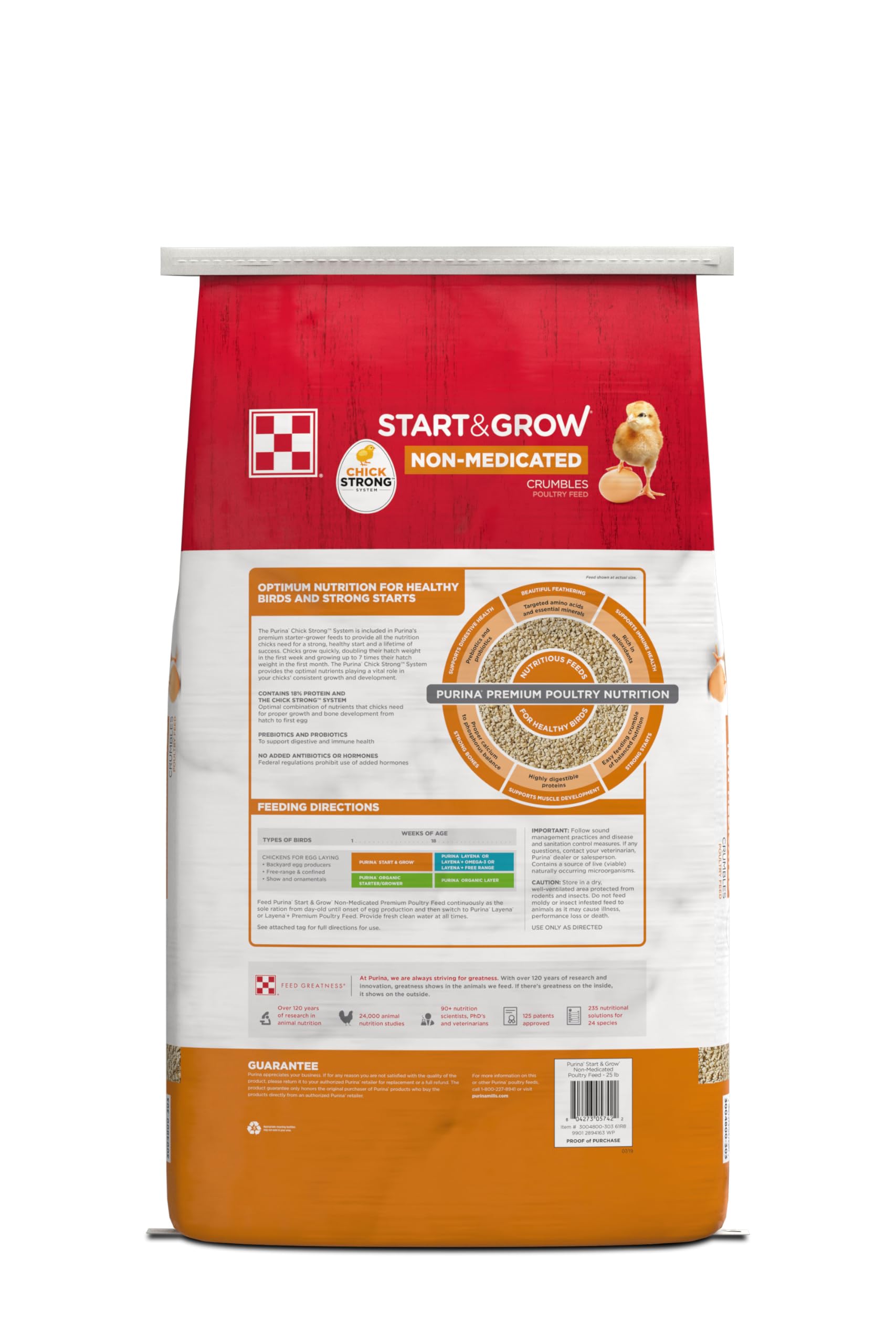 Purina Start and Grow | Non-Medicated Chick Feed Crumbles | Nutritionally Complete - 25 Pound (25 lb.) Bag