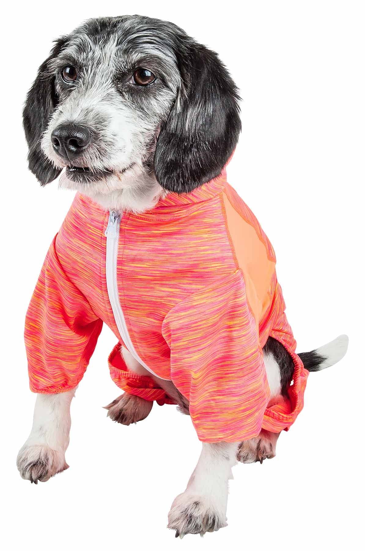 Pet Life ® Active Downward Dog Hoodie And Flexible Full Body Dog T-Shirt - Lightweight Dog Fitness Tracksuit And Yoga Dog Clothes Featuring 4-Way Stretch, Reflective And Quick-Dry Technology