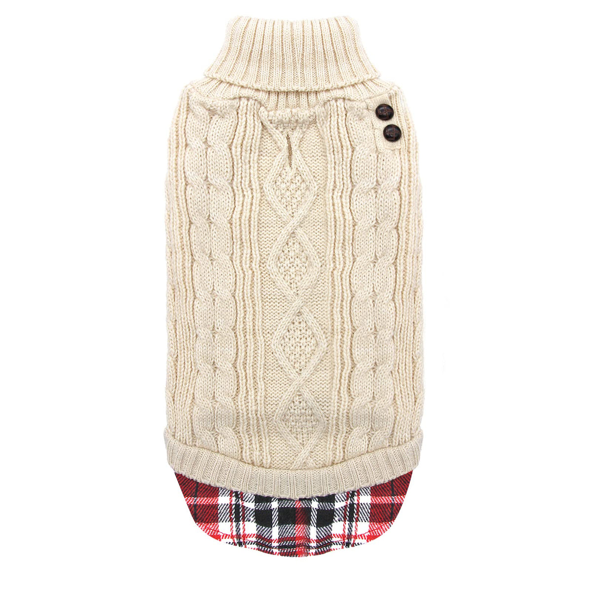 Kyeese Dog Sweater With Leash Hole For Small Medium Dogs Turtleneck Knitwear Beige Pullover Warm