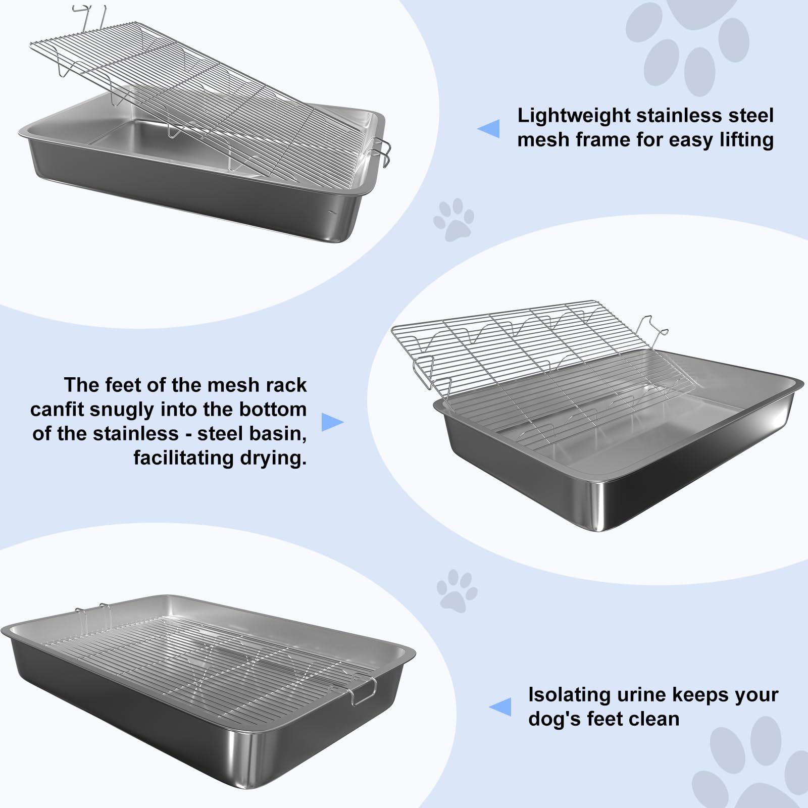 Qonimm Stainless Dog Grass Pad With Tray Large 28''X20''X4'',Outdoor And Indoor Dog Potty Waterproof Washable Reusable For Large