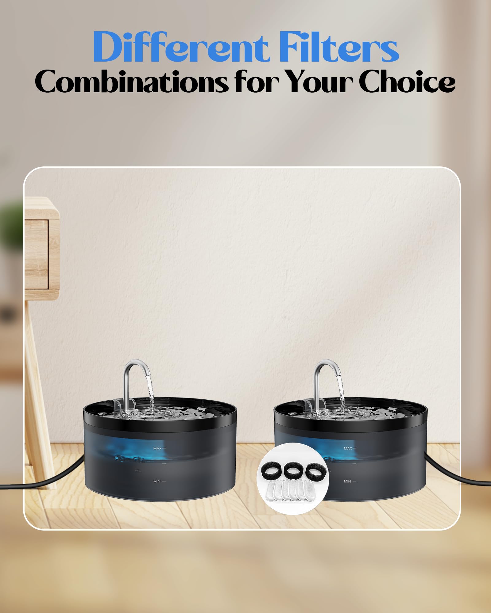 Cat Water Fountain For Cats Indoor: 108Oz/3.2L Cat Fountain - Silent Pet Water Fountain For Drinking - Black Cat Drinking Founta