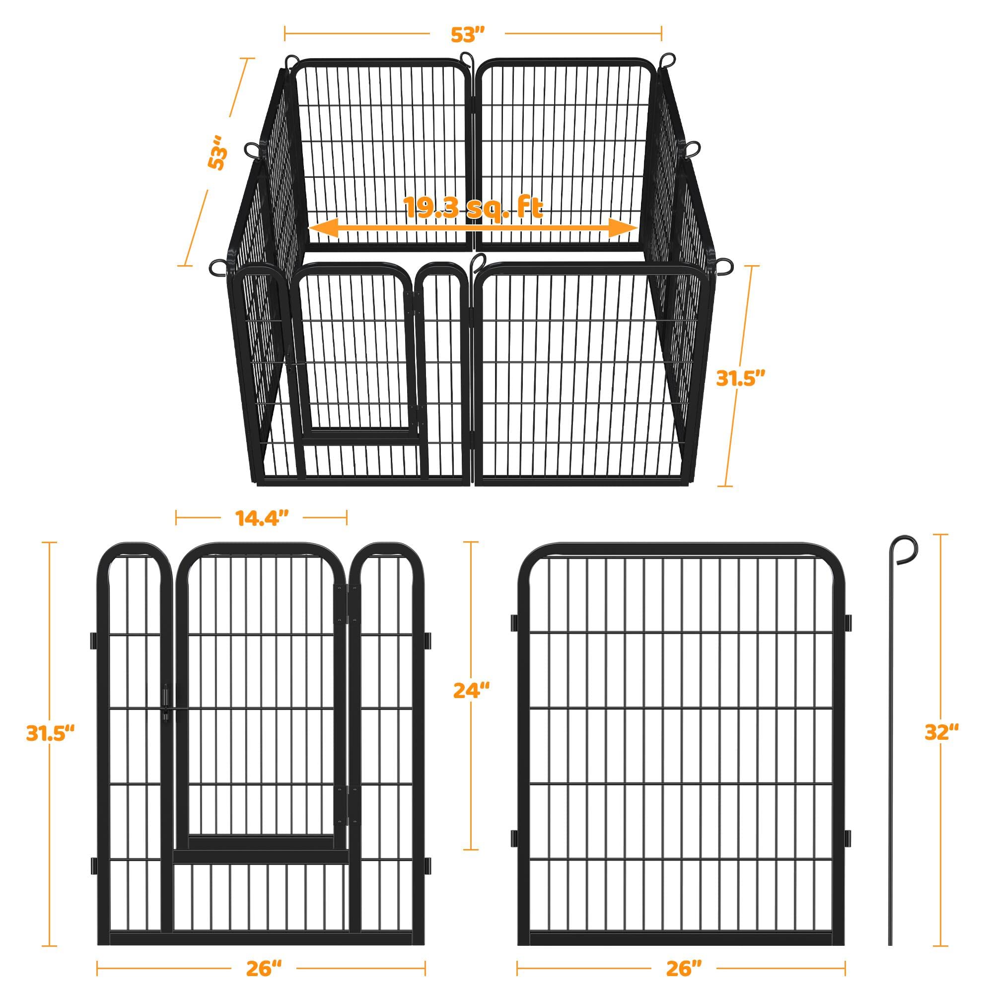 Topeakmart Foldable 8 Panels Dog Playpen Metal Pet Playpen Dog Exercise Pen Barrier With Door Portable Duck Chicken Puppy Fence