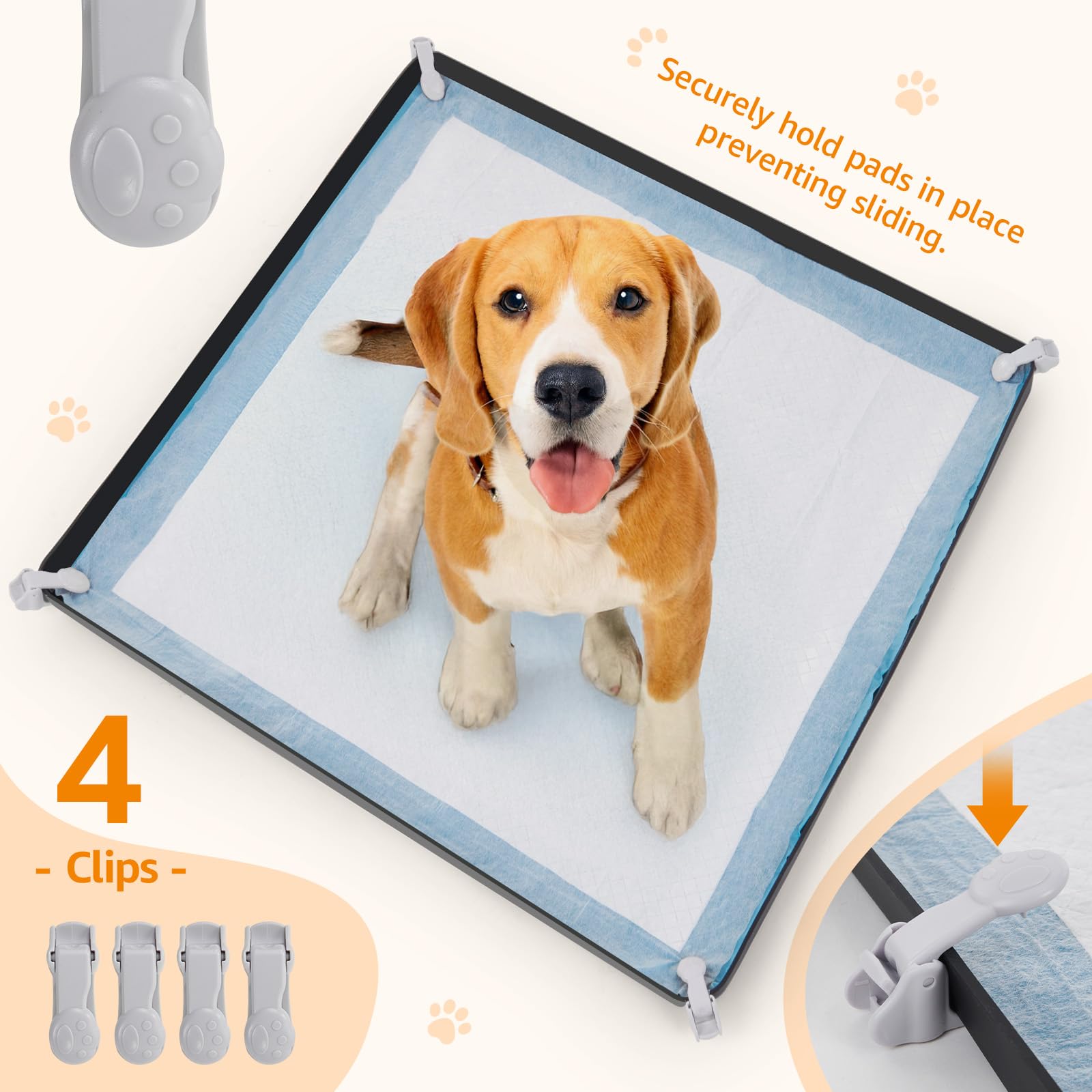 LOOBANI Large Dog Pee Pad Holder - Silicone Puppy Pad Holder - High Edge Dog Potty Tray with 4 Holder Clamps for Puppy Potty Tra