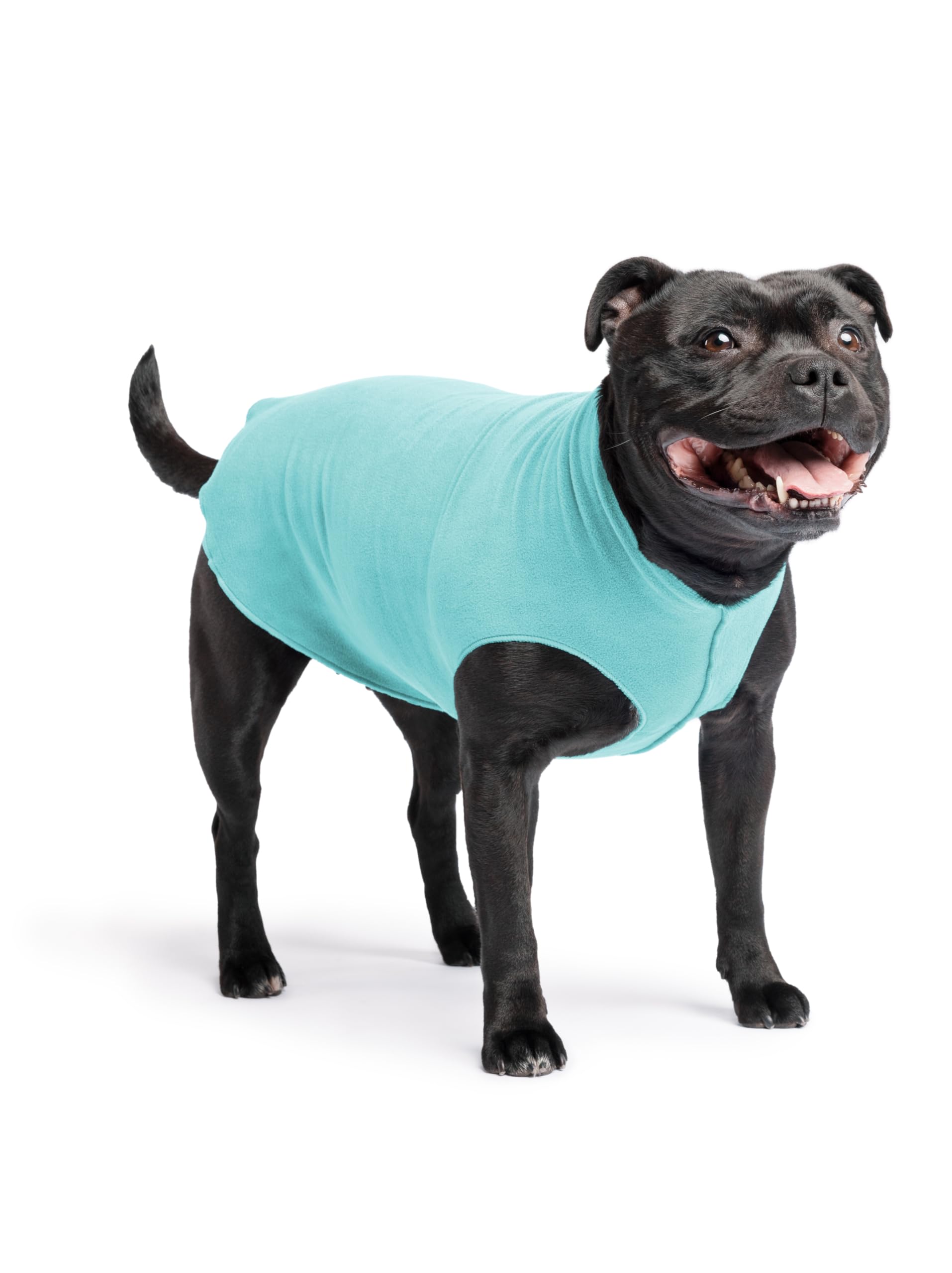 Gold Paw Stretch Fleece Dog Coat, Stretchy Pet Sweater, Machine Washable Pullover For Winter And Fall, Turquoise, 16