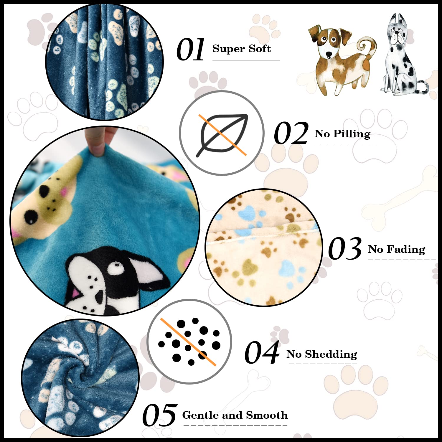 1 Pack 3 Blankets For Dogs Blankets For Medium Dogs Medium Dog Blanket Super Soft Fluffy Premium Fleece Pet Blanket Flannel Throw For Dog Puppy Cat Paw Blanket(30X20 Inch)