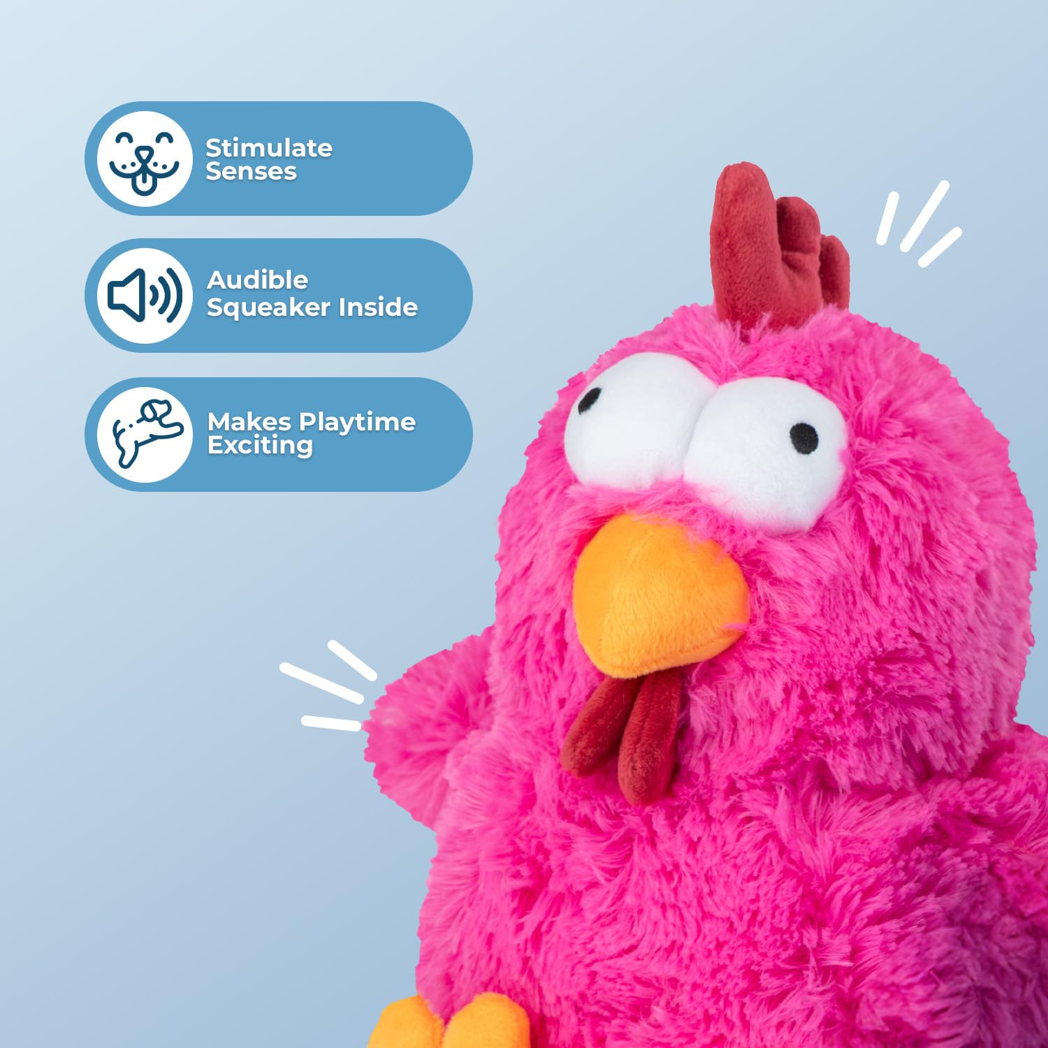Best Pet Supplies Mrs. Cluck Interactive Squeaky Plush Toy For Small And Medium Breed Puppies Or Dogs - Mrs. Cluck (Fuchsia)