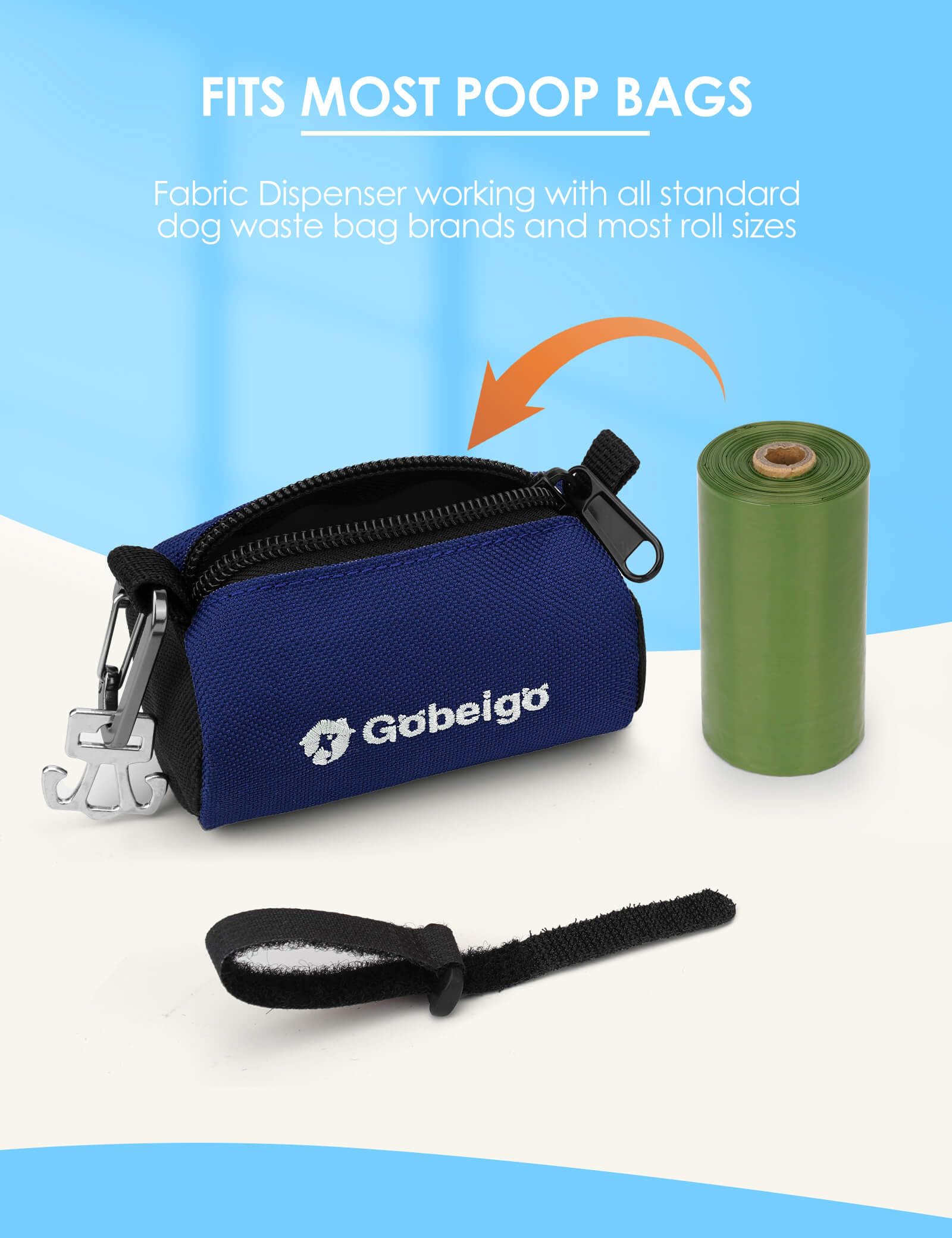 Gobeigo Dog Poop Bag Holder For Leash, Large Opening For Easy Pull Out, Doggy Poo Bag Dispenser With Used Waste Bag Carrier Suit