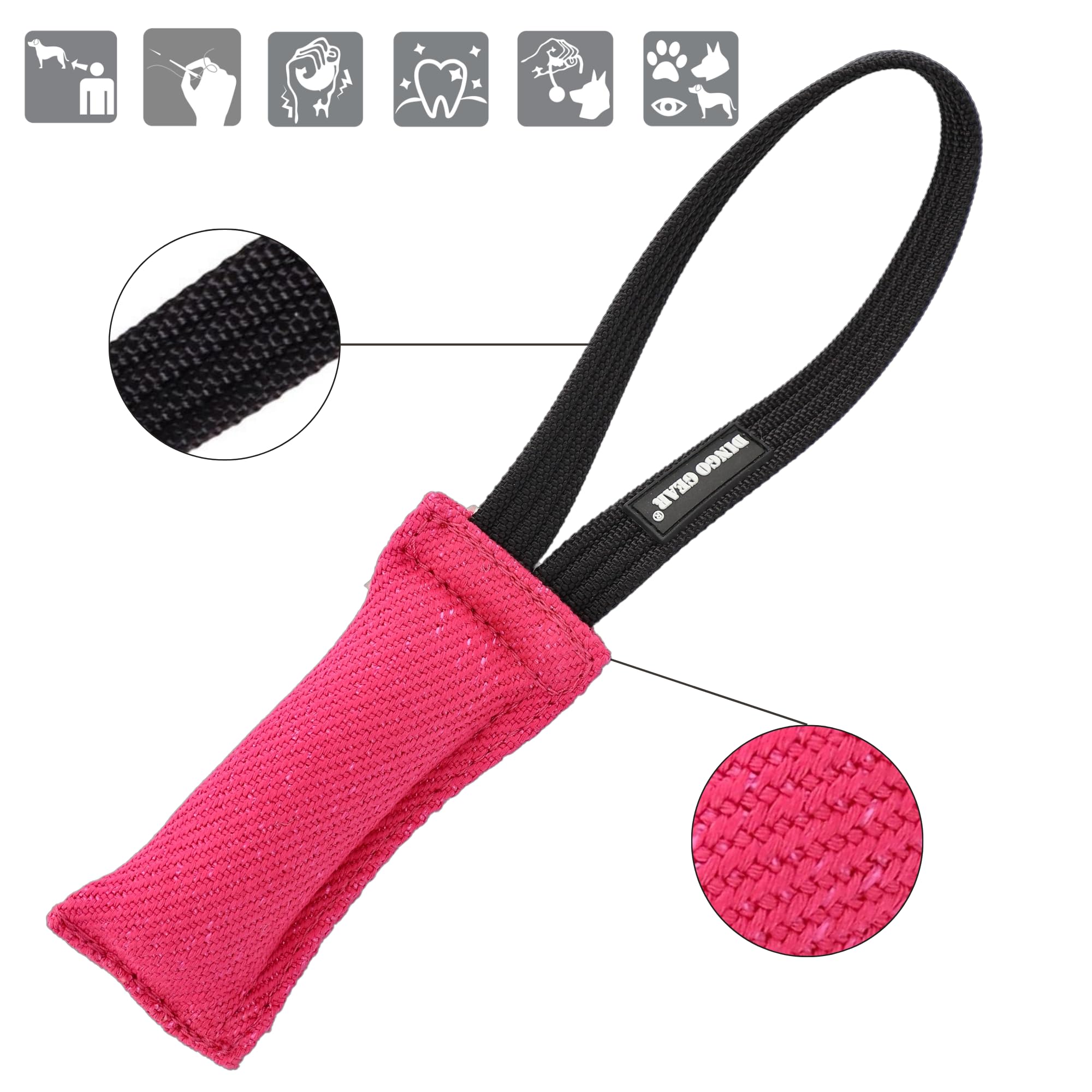 Dingo Gear French Linen tug Toy for Dog, Dog Bumper for Training, Agility, tug of war, Dog bite Pillow for Strong Dog, 1handle 6