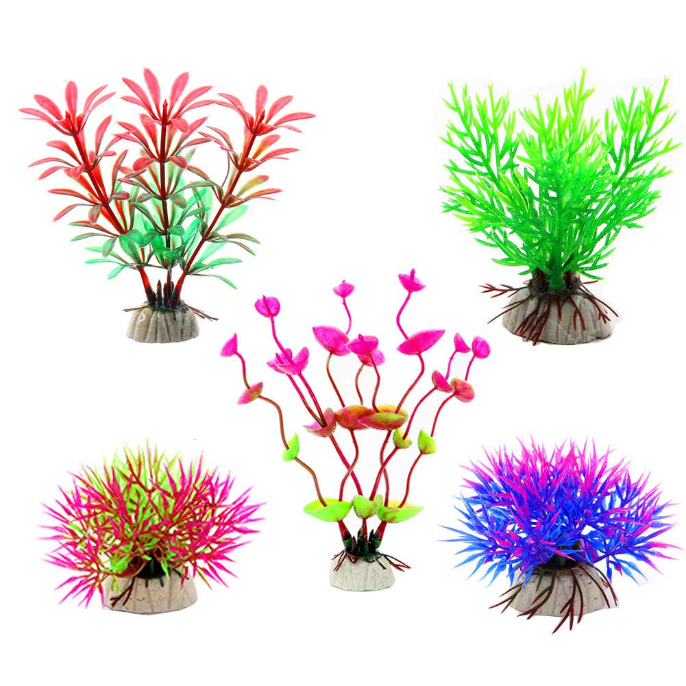 CousDUoBe 17 Pack Fish Tank Plants, Small Aquarium Plants Artificial, Used for Household and Office Aquarium Decoration