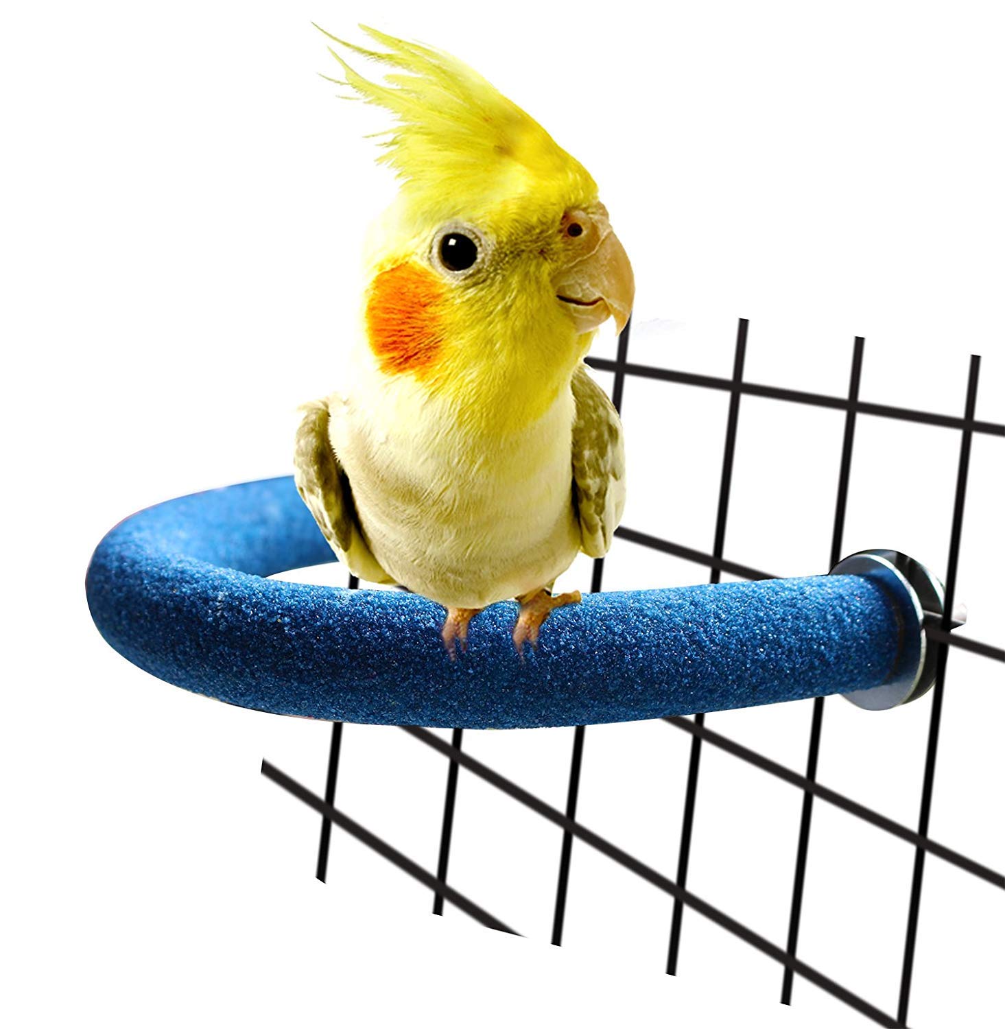 Rypet Parrot Perch Rough-Surfaced - Quartz Sands Bird Cage Perches For Small Parakeets Cockatiels, Conures, Macaws, Parrots, Love Birds, Finches Cages Toy, U Shape