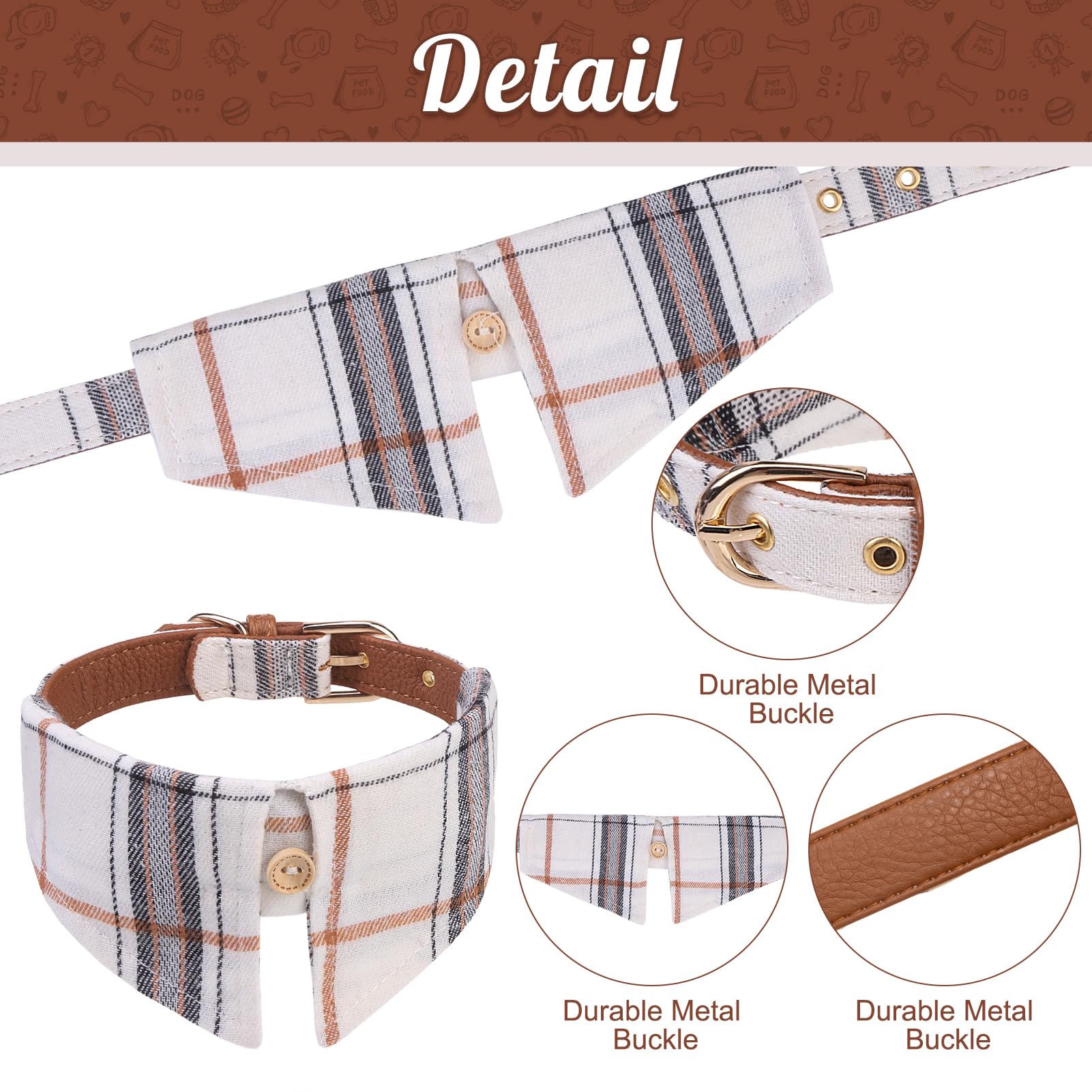 Expawlorer Dog Collar And Leash Set - Classic Plaid Medium Dog Collar With Bow Tie, Cute Collar And Leash Set, Adjustable Dog Co