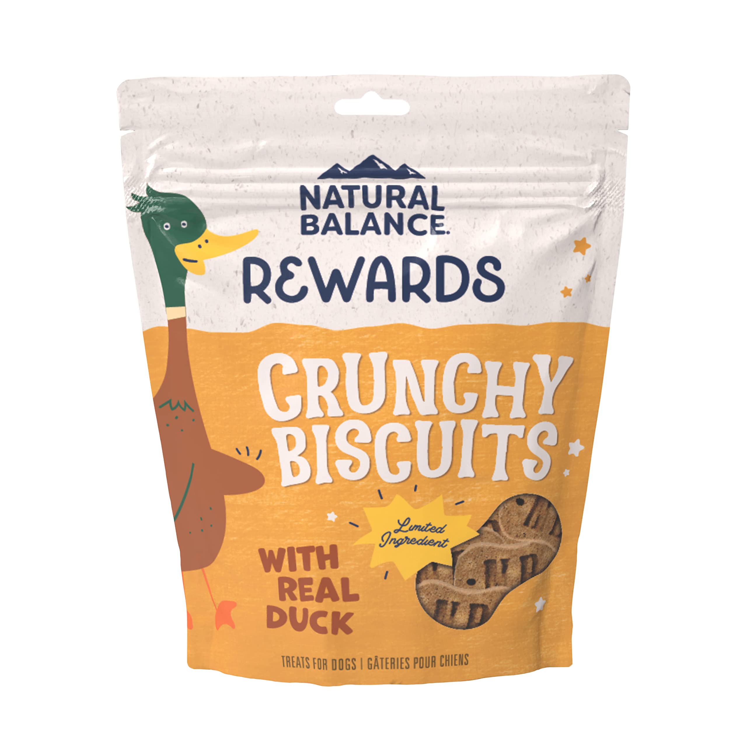 Natural Balance Limited Ingredient Rewards Crunchy Biscuits, Grain-Free Dog Treats for Adult Dogs of All Breeds, Duck Recipe, 28