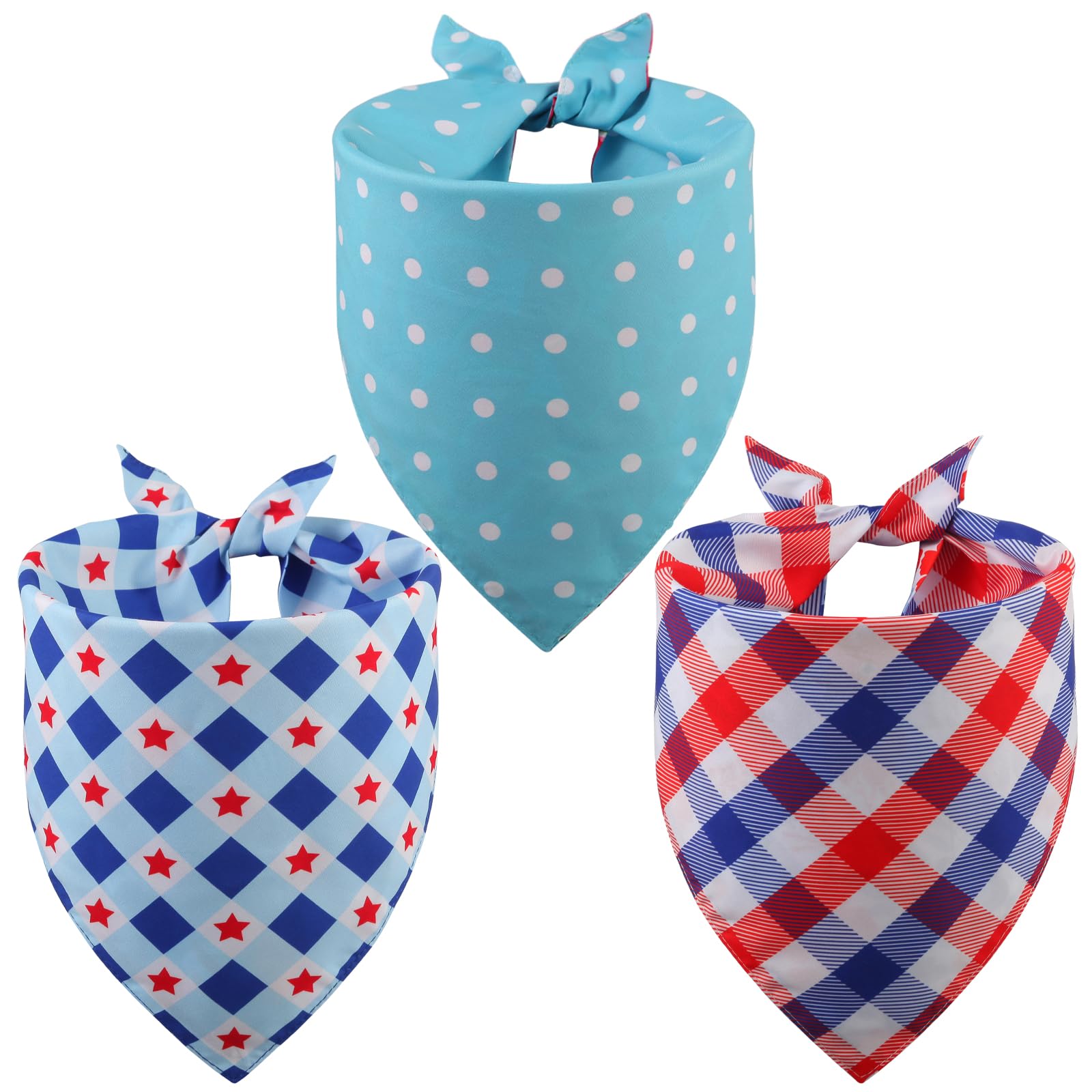 Ququle 4Th Of July Dog Bandanas Summer Xlarge 3Pcs, 6 Pattern American Flag Patriotic Scarf For Boy And Girl, Triangle Reversibl